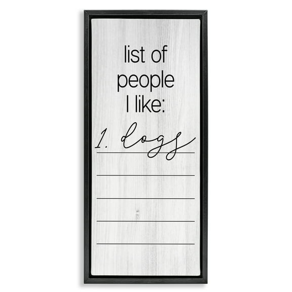 Stupell Industries Funny People I Like Typography Painting Black Floater Framed Canvas Art Print Wall Art, 11 x 25