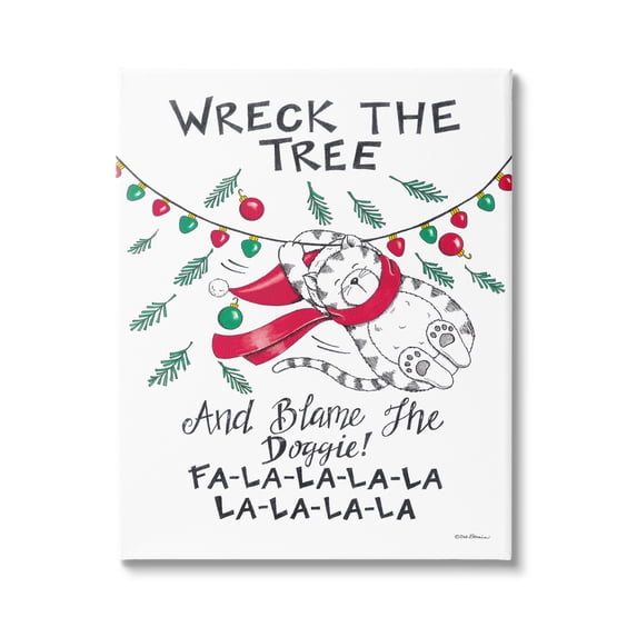 Stupell Industries Funny Pet Christmas Song Holiday Painting Gallery Wrapped Canvas Print Wall Art, 24 x 30