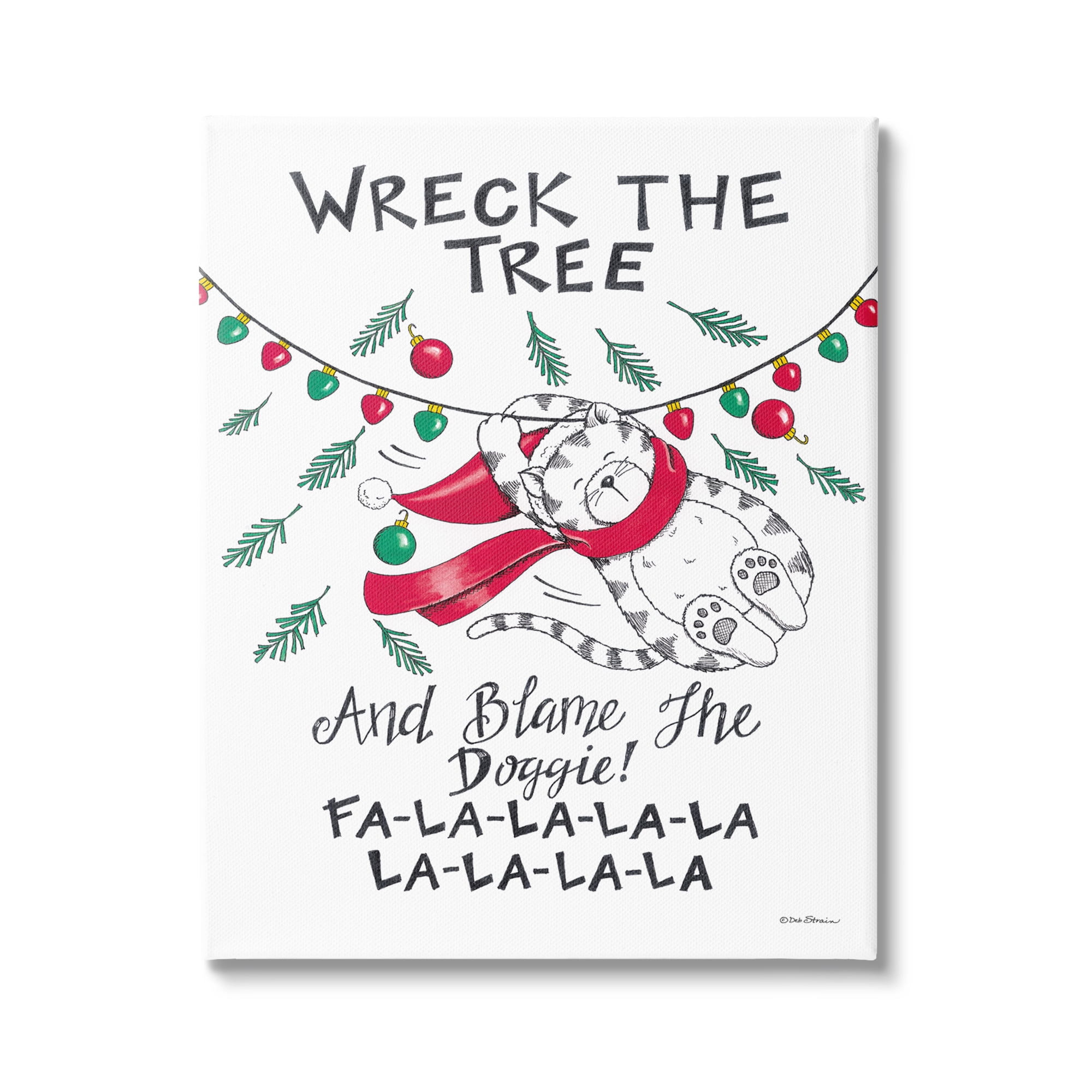 Stupell Industries Funny Pet Christmas Song Holiday Painting Gallery Wrapped Canvas Print Wall Art, 30 x 40