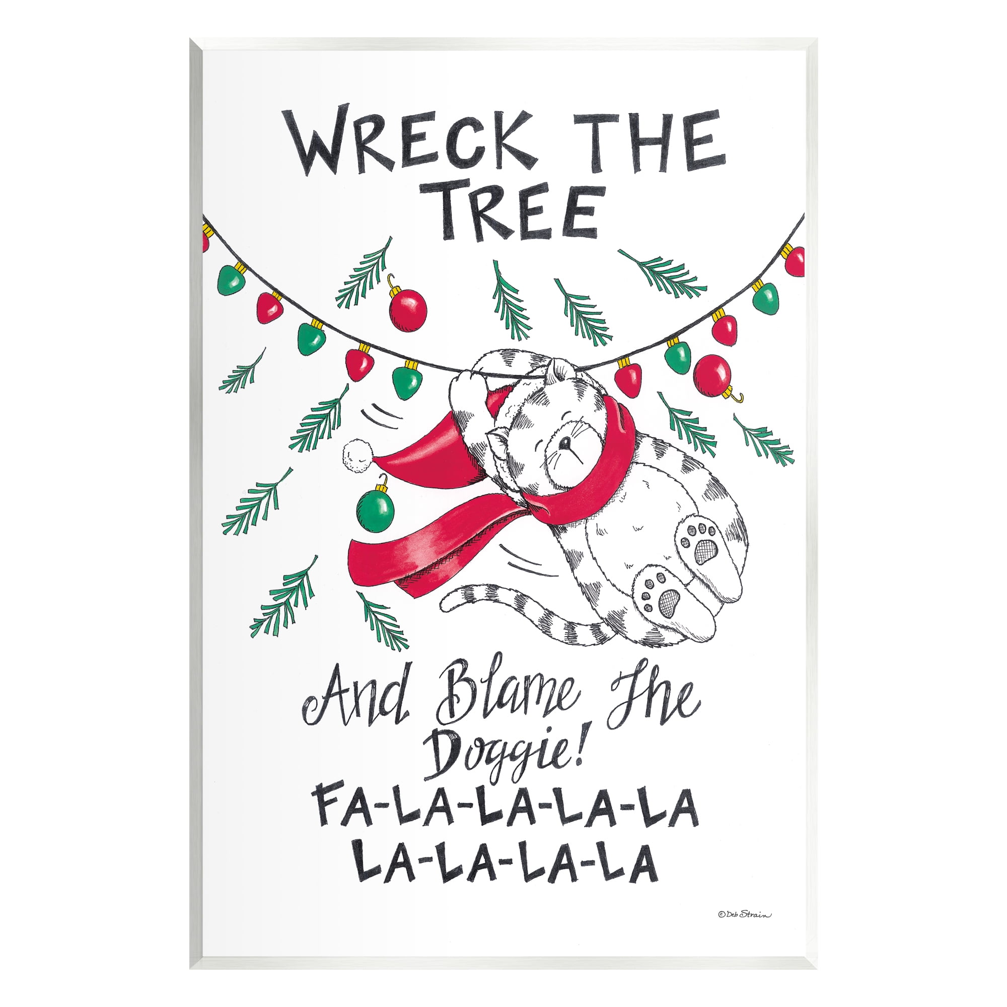 Stupell Industries Funny Pet Christmas Song Holiday Painting Unframed Art Print Wall Art, 13 x 19