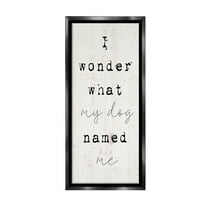 Stupell Industries Funny Pet Dog Phrase Animals & Insects Painting Black Floater Framed Canvas Art Print Wall Art, 11 x 25