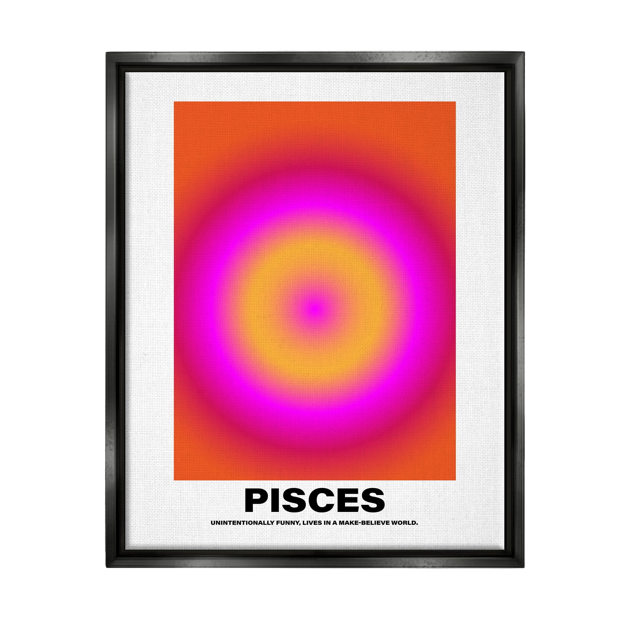Stupell Industries Funny Pisces Astrology Abstract Painting Black Floater Framed Canvas Art Print Wall Art, 25 x 31