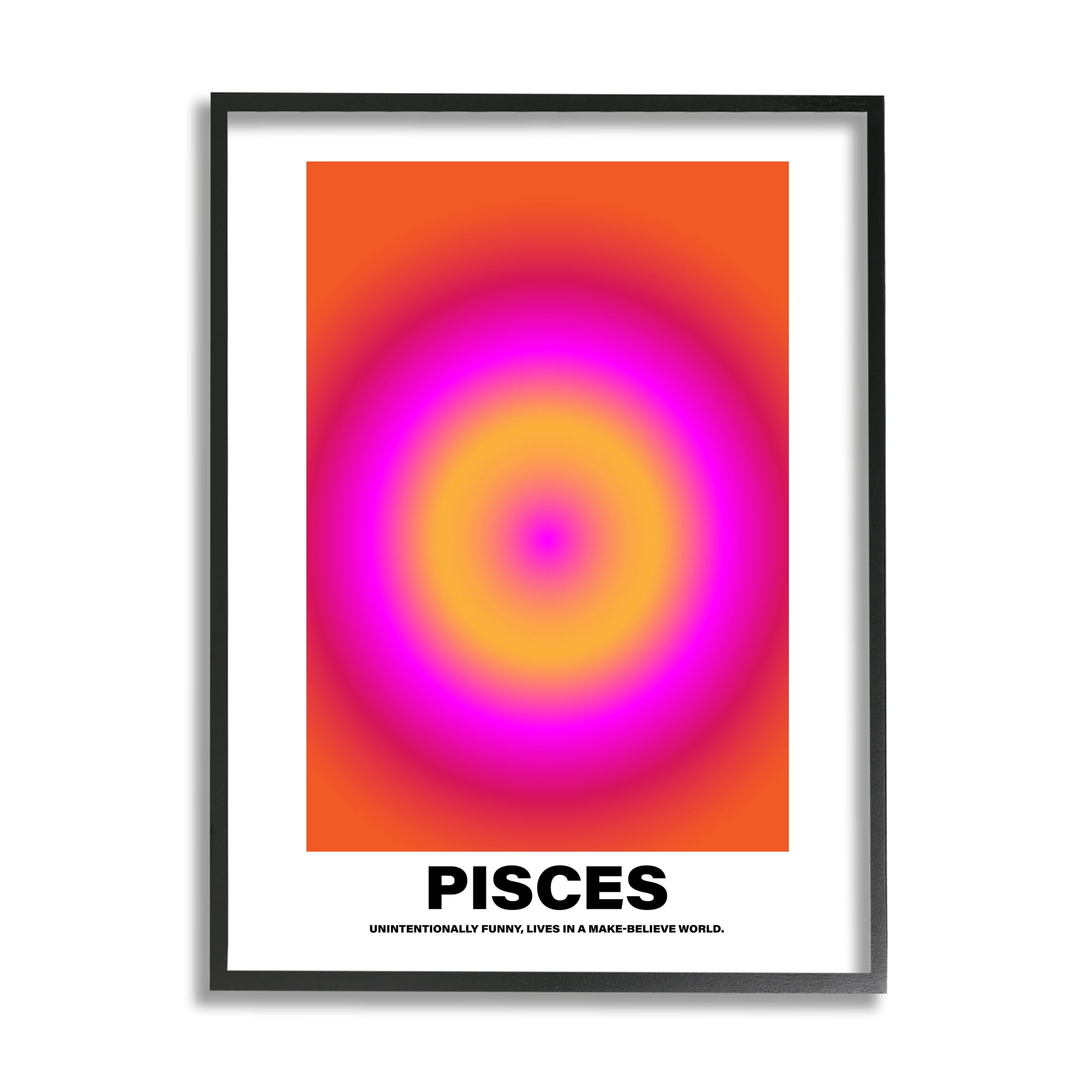 Stupell Industries Funny Pisces Astrology Abstract Painting Black Framed Art Print Wall Art, 24 x 30
