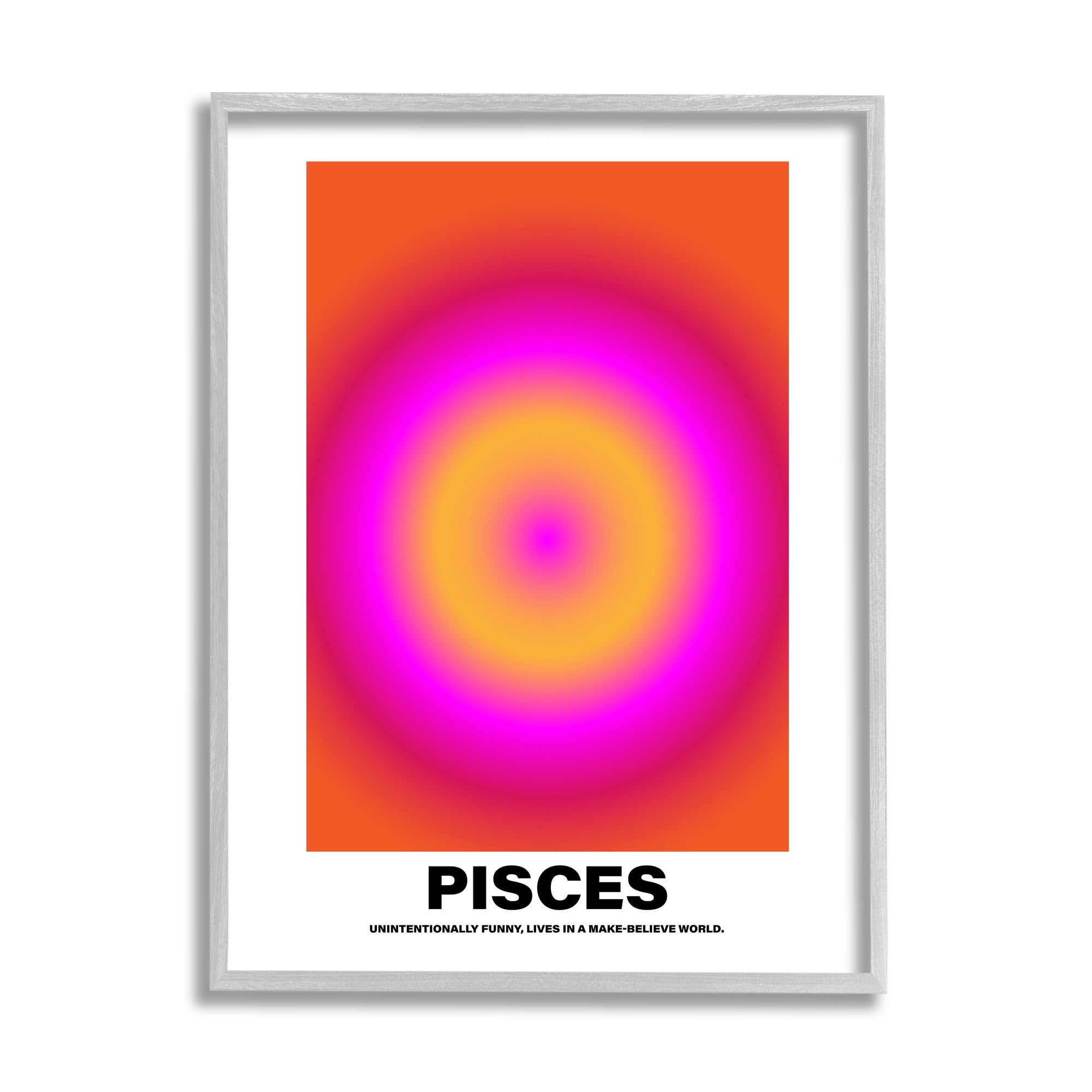 Stupell Industries Funny Pisces Astrology Abstract Painting Gray Framed Art Print Wall Art, 11 x 14