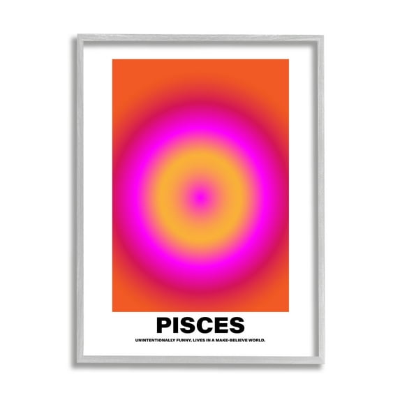 Stupell Industries Funny Pisces Astrology Abstract Painting Gray Framed Art Print Wall Art, 24 x 30