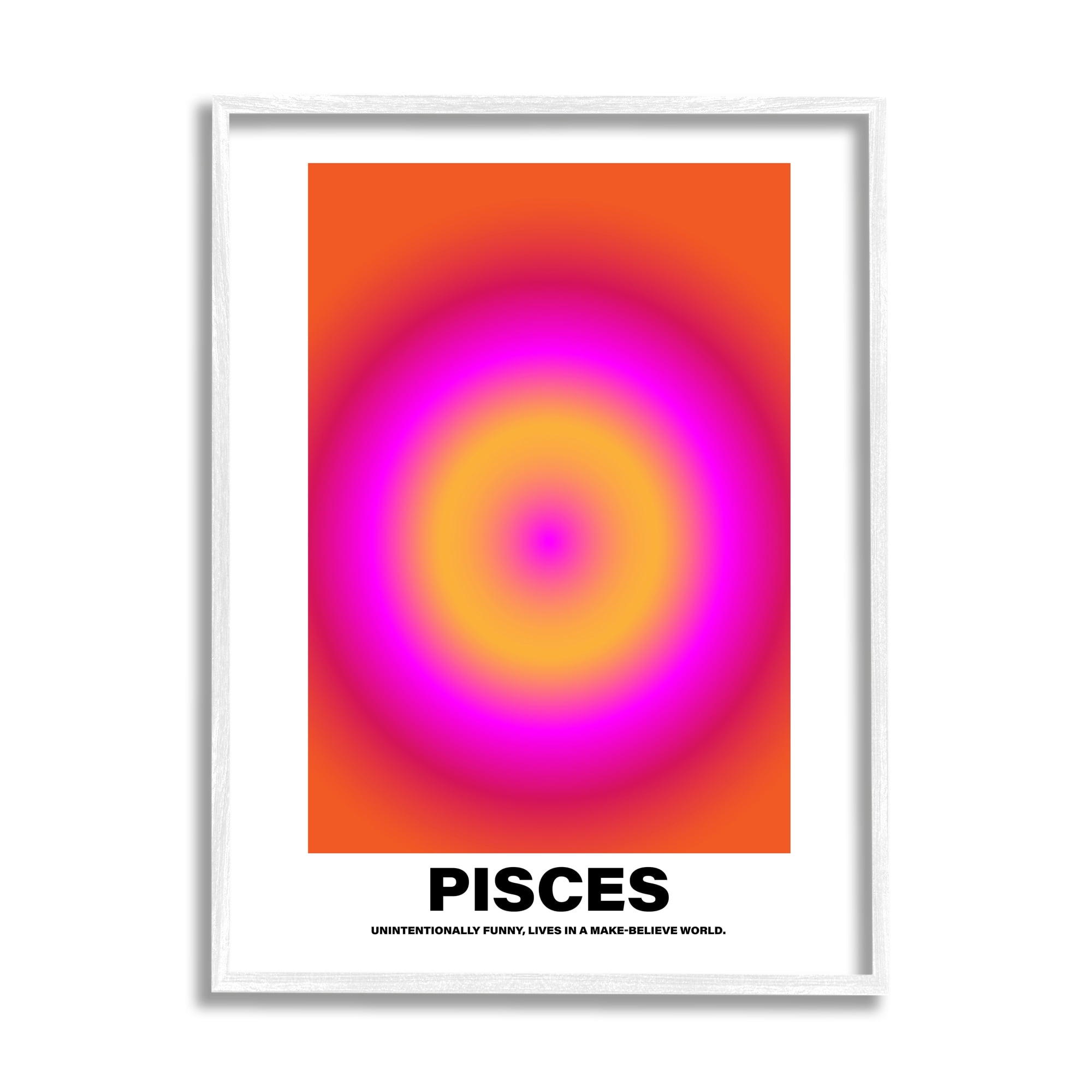 Stupell Industries Funny Pisces Astrology Abstract Painting White Framed Art Print Wall Art, 11 x 14