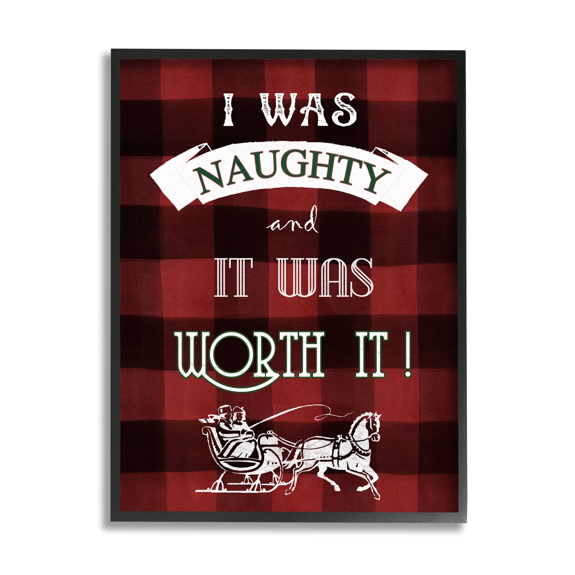 Stupell Industries Funny Plaid Christmas Holiday Painting Black Framed Art Print Wall Art, 16 x 20