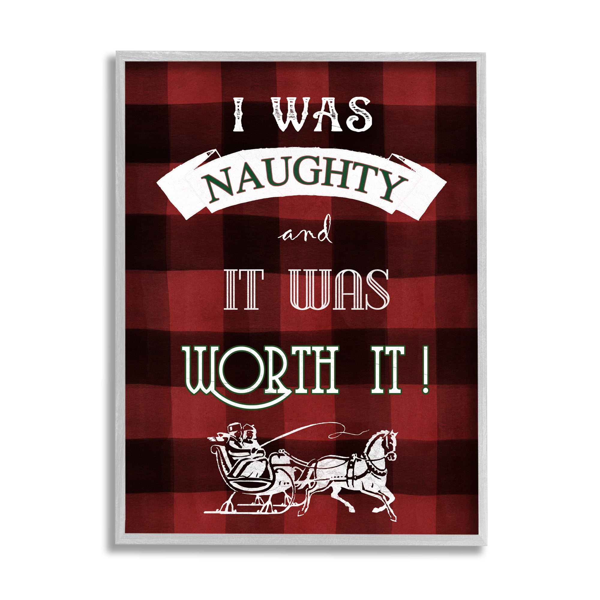 Stupell Industries Funny Plaid Christmas Holiday Painting Gray Framed Art Print Wall Art, 16 x 20