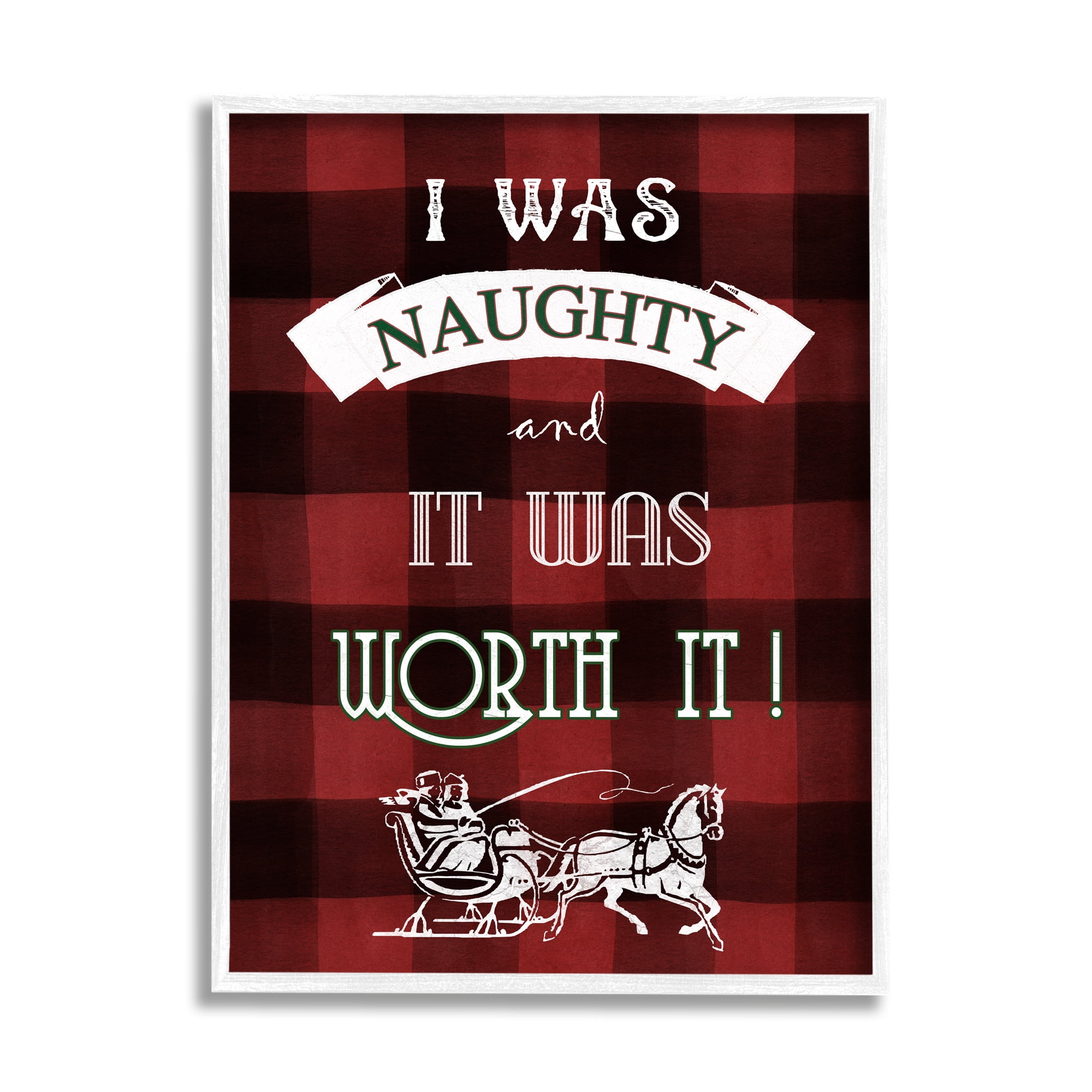 Stupell Industries Funny Plaid Christmas Holiday Painting White Framed Art Print Wall Art, 11 x 14