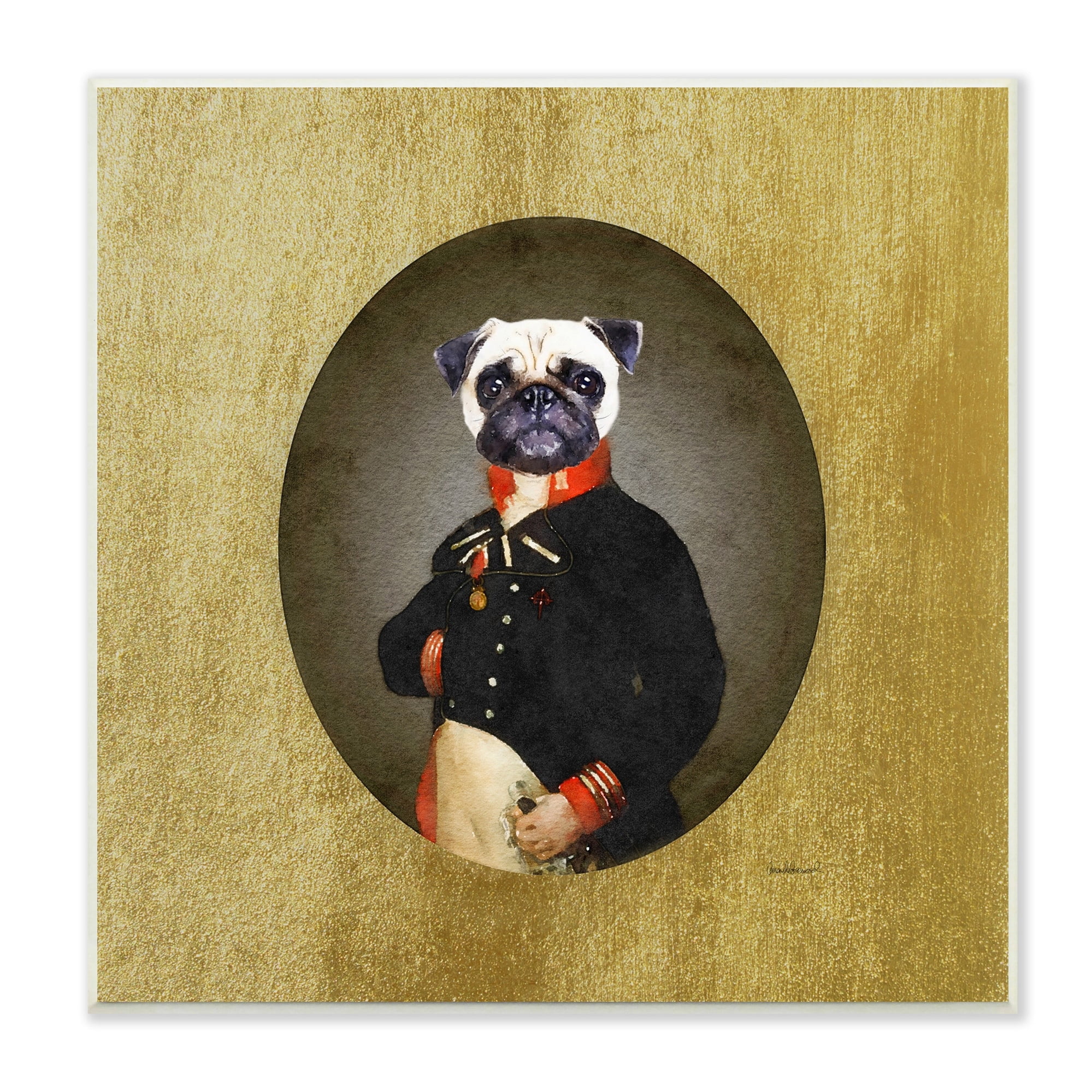 Stupell Industries Funny Pug Dog Wearing Suit Antique Classic Style Portrait , 12 x 12, Design by Amanda Greenwood