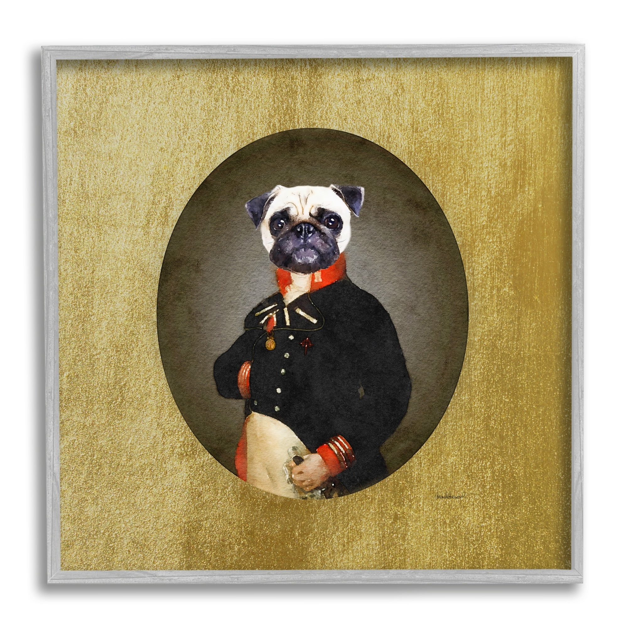 Stupell Industries Funny Pug Dog Wearing Suit Antique Classic Style Portrait , 24 x 24, Design by Amanda Greenwood