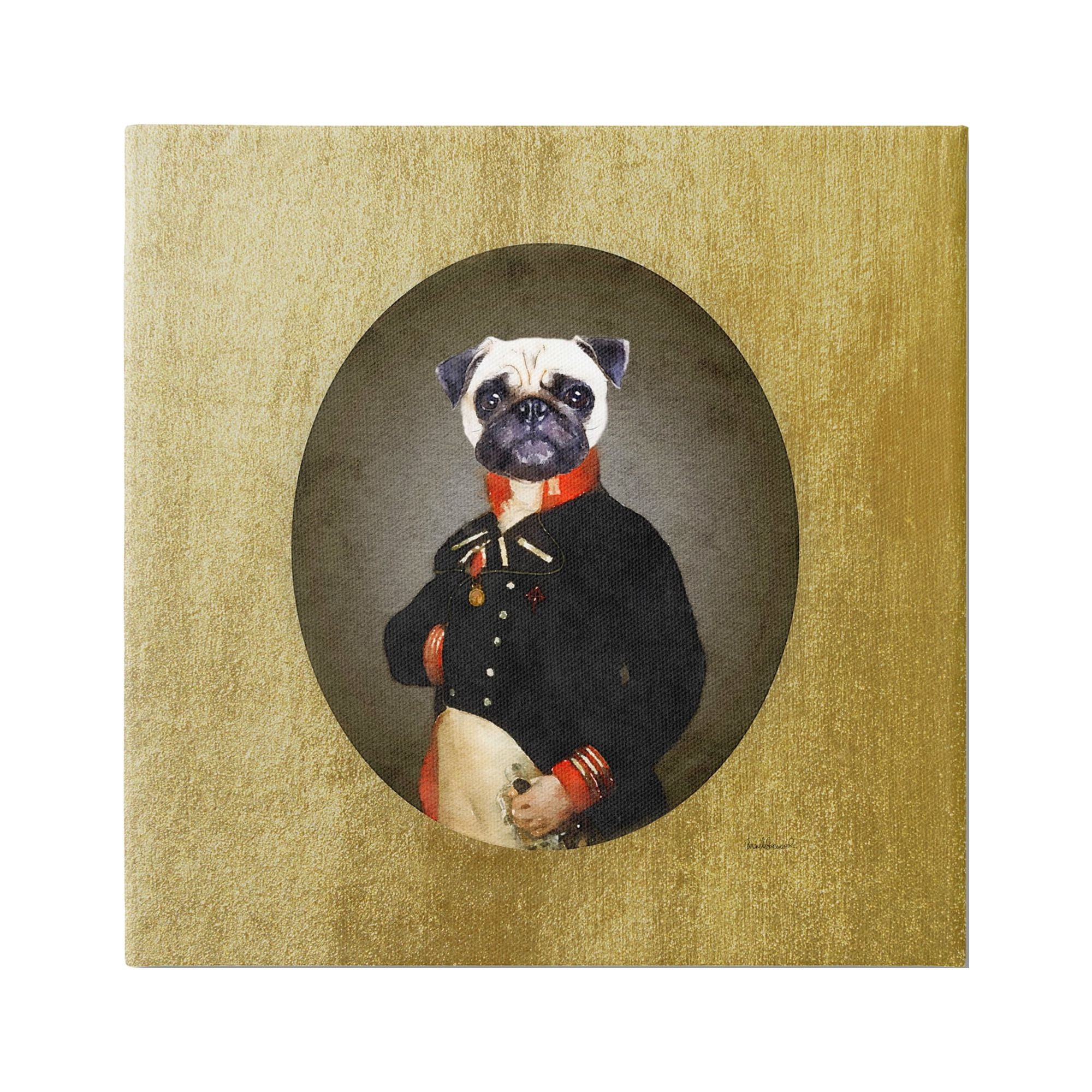 Stupell Industries Funny Pug Dog Wearing Suit Antique Classic Style Portrait , 36 x 36, Design by Amanda Greenwood