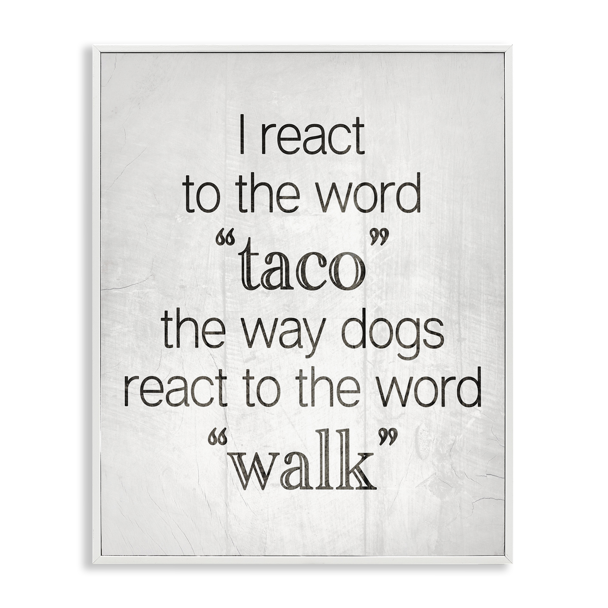 Stupell Industries Funny React To Taco Food & Beverage Painting White Framed Art Print Wall Art, 11 x 14