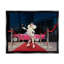 Stupell Industries Funny Red Carpet Poodle Animals & Insects Painting Black Floater Framed Art Print Wall Art, 21 x 17