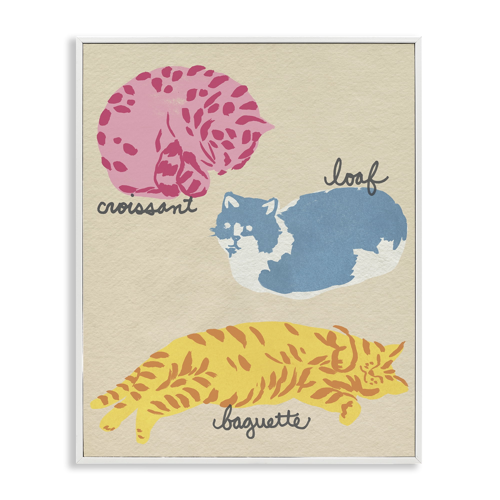 Stupell Industries Funny Relaxing Cat Shapes Animals Painting White Framed Art Print Wall Art, 24 x 30
