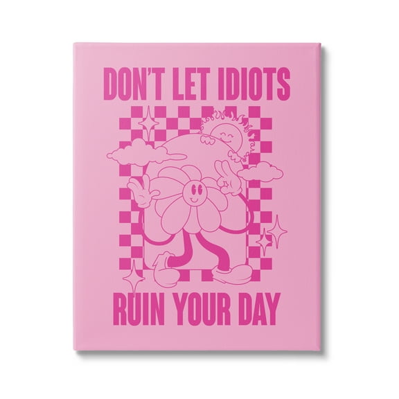 Stupell Industries Funny Retro Inspirational Phrase Botanical & Floral Painting Gallery Wrapped Canvas Art Print Wall Art, 16 x 20