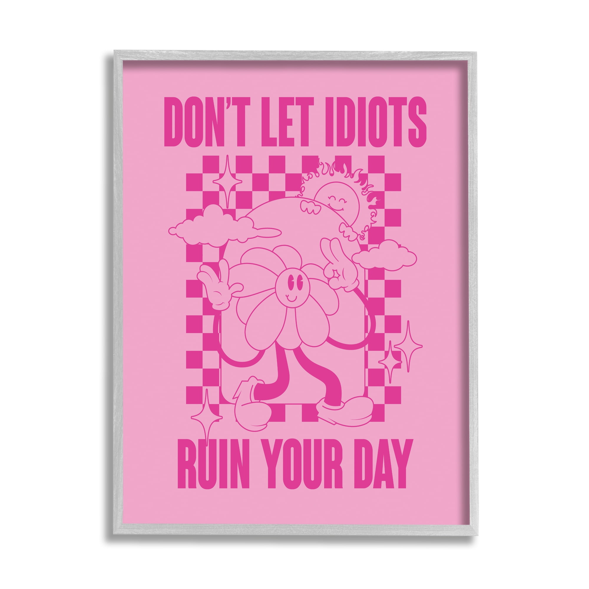 Stupell Industries Funny Retro Inspirational Phrase Botanical & Floral Painting Gray Framed Art Print Wall Art, 24 x 30