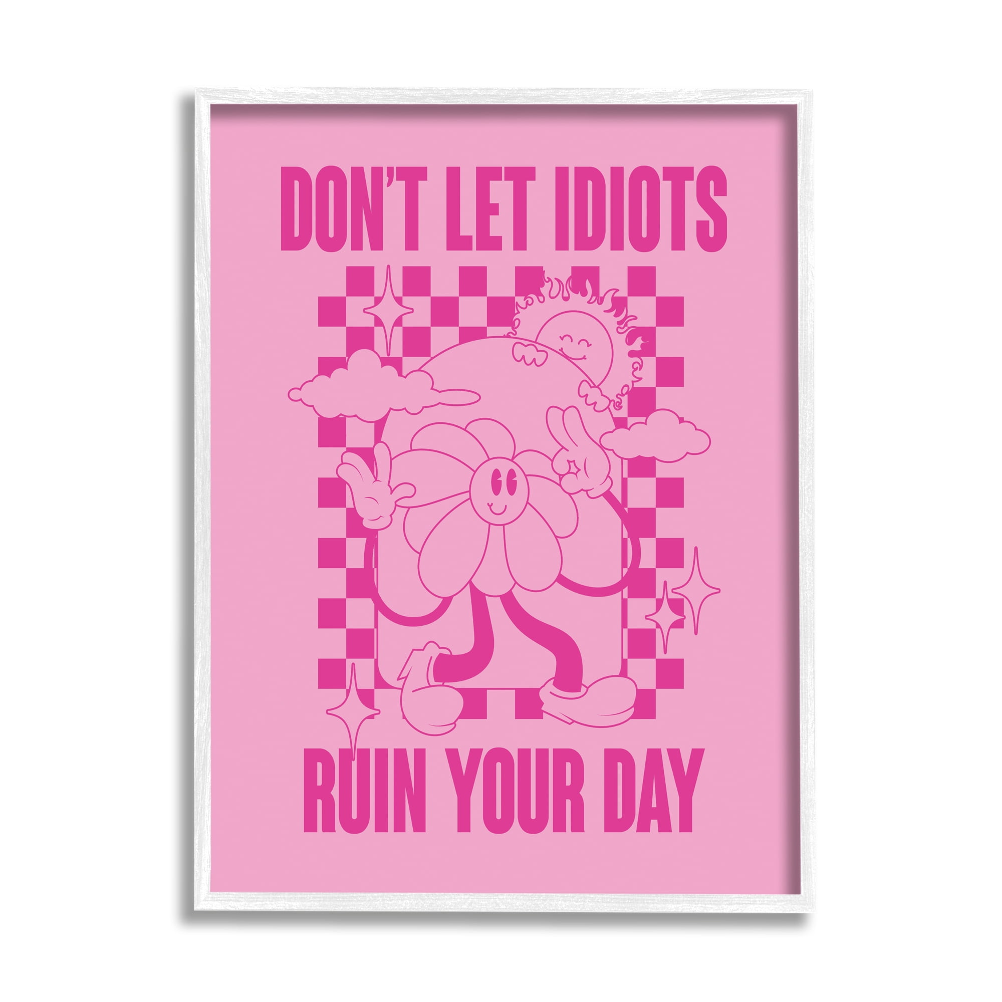 Stupell Industries Funny Retro Inspirational Phrase Botanical & Floral Painting White Framed Art Print Wall Art, 24 x 30