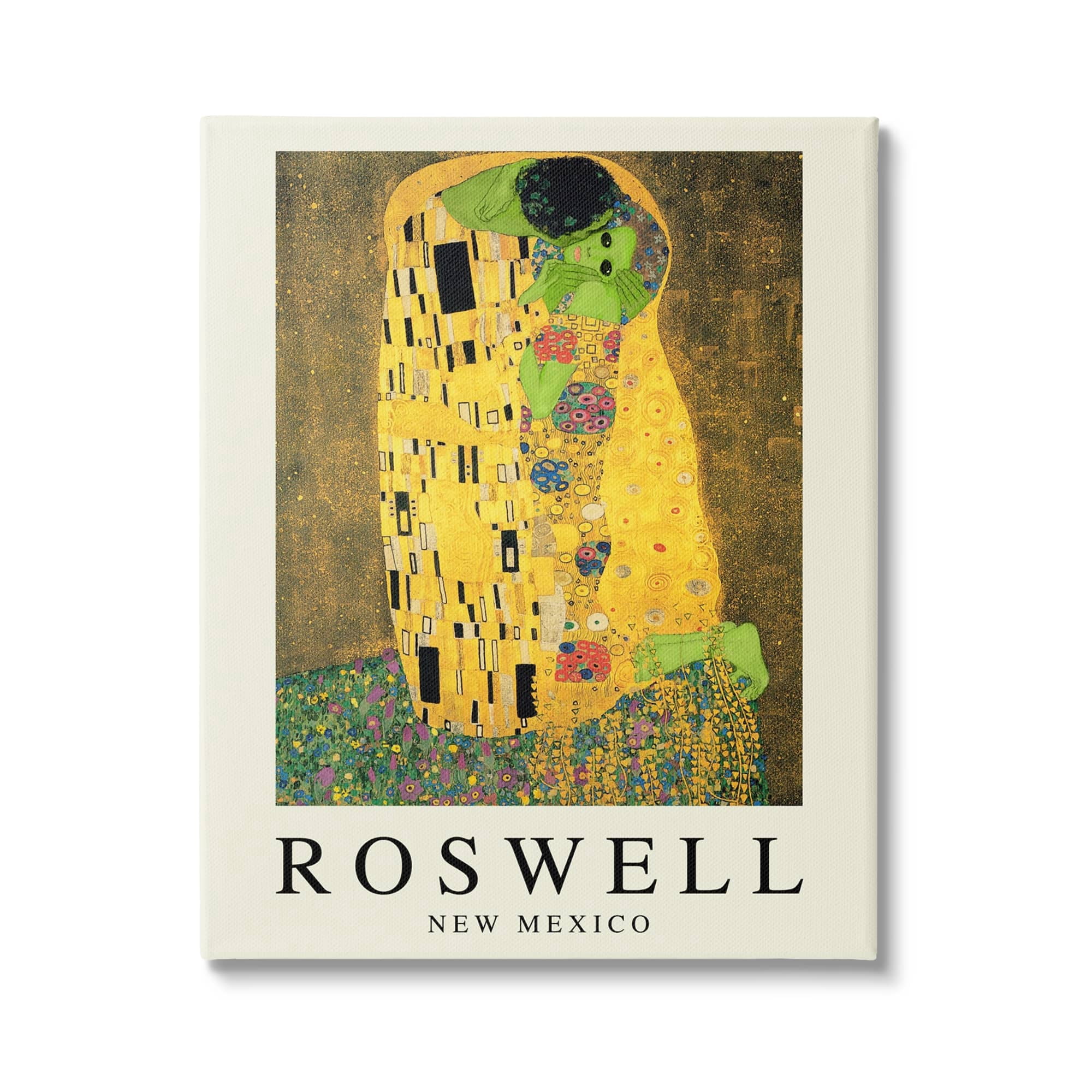 Stupell Industries Funny Roswell NM Alien Klimt Travel & Places Painting Gallery Wrapped Canvas Print Wall Art
