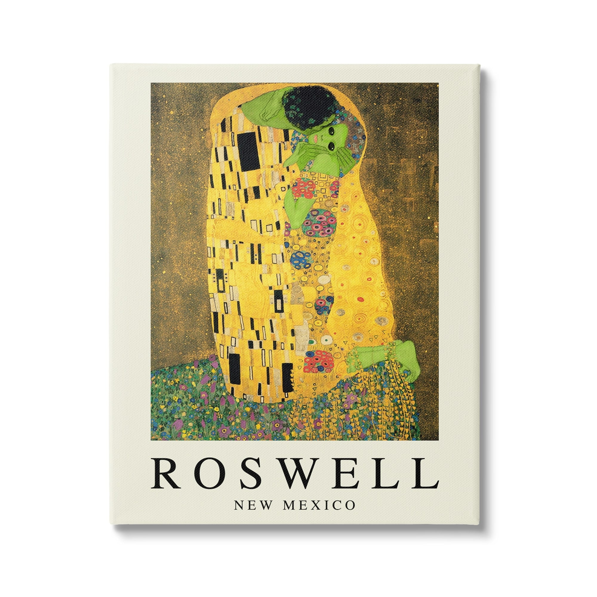 Stupell Industries Funny Roswell NM Alien Klimt Travel & Places Painting Gallery Wrapped Canvas Print Wall Art