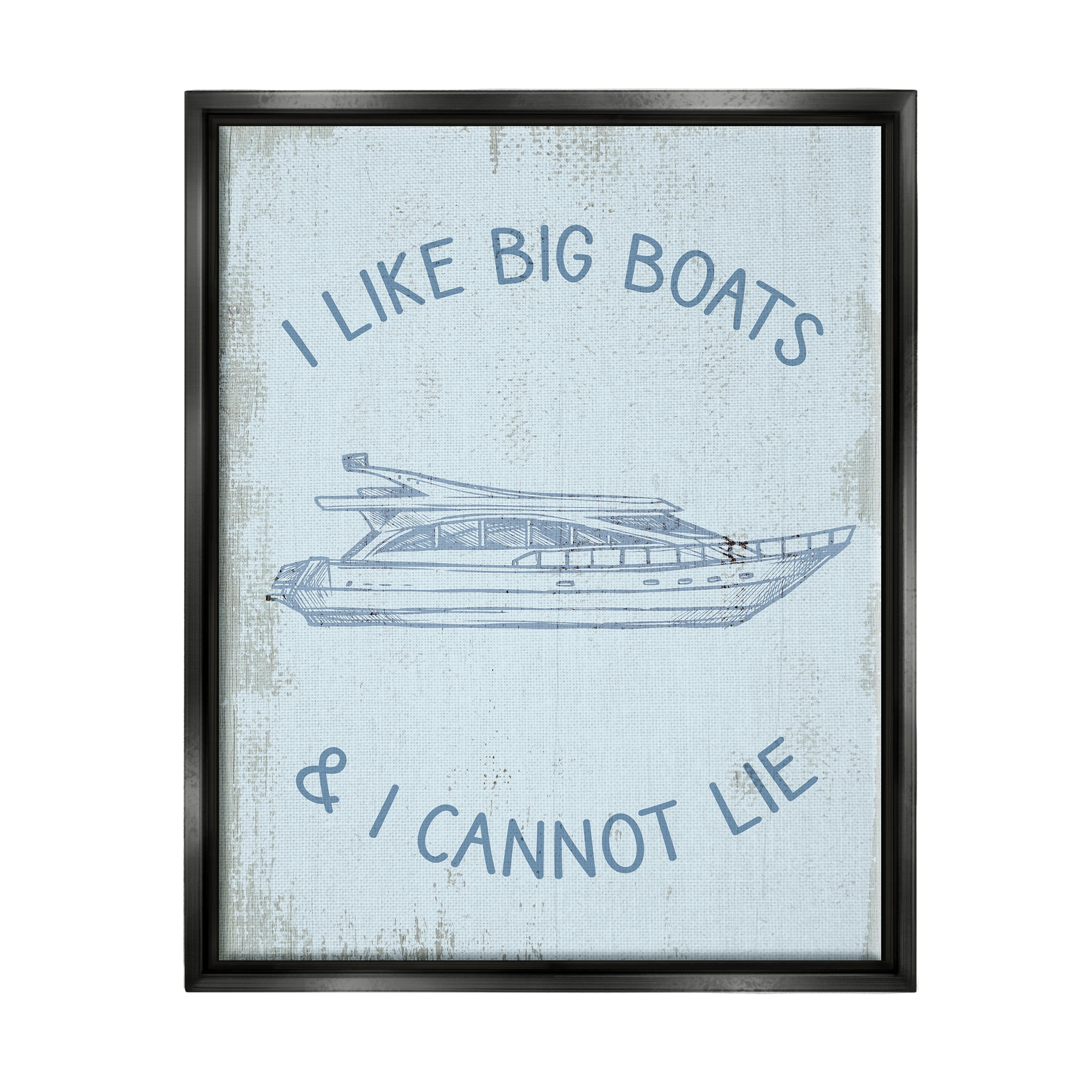Stupell Industries Funny Rustic Big Boats Transportation Painting Black Floater Framed Canvas Art Print Wall Art, 17 x 21