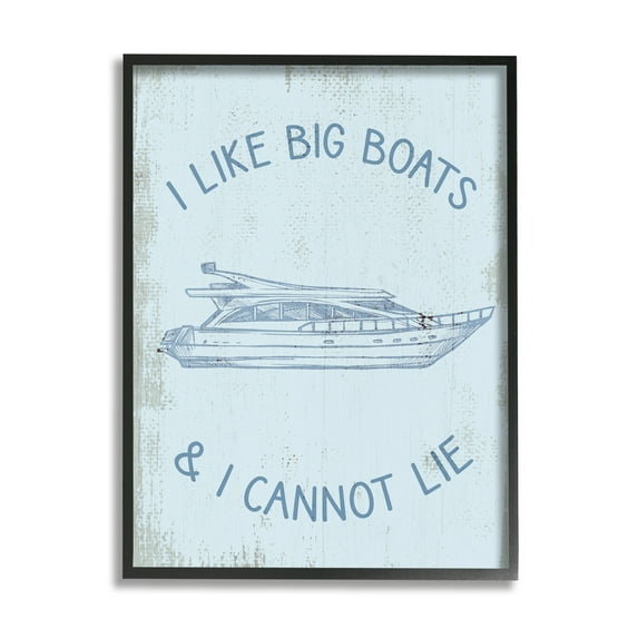 Stupell Industries Funny Rustic Big Boats Transportation Painting Black Framed Art Print Wall Art, 11 x 14