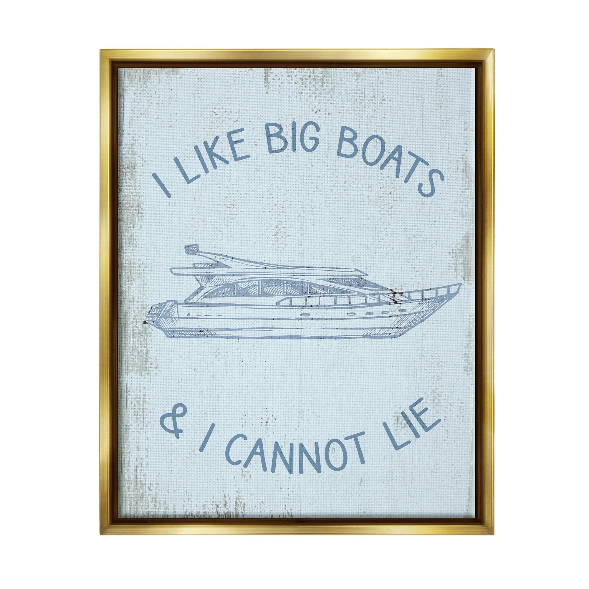 Stupell Industries Funny Rustic Big Boats Transportation Painting Gold Floater Framed Canvas Art Print Wall Art, 25 x 31