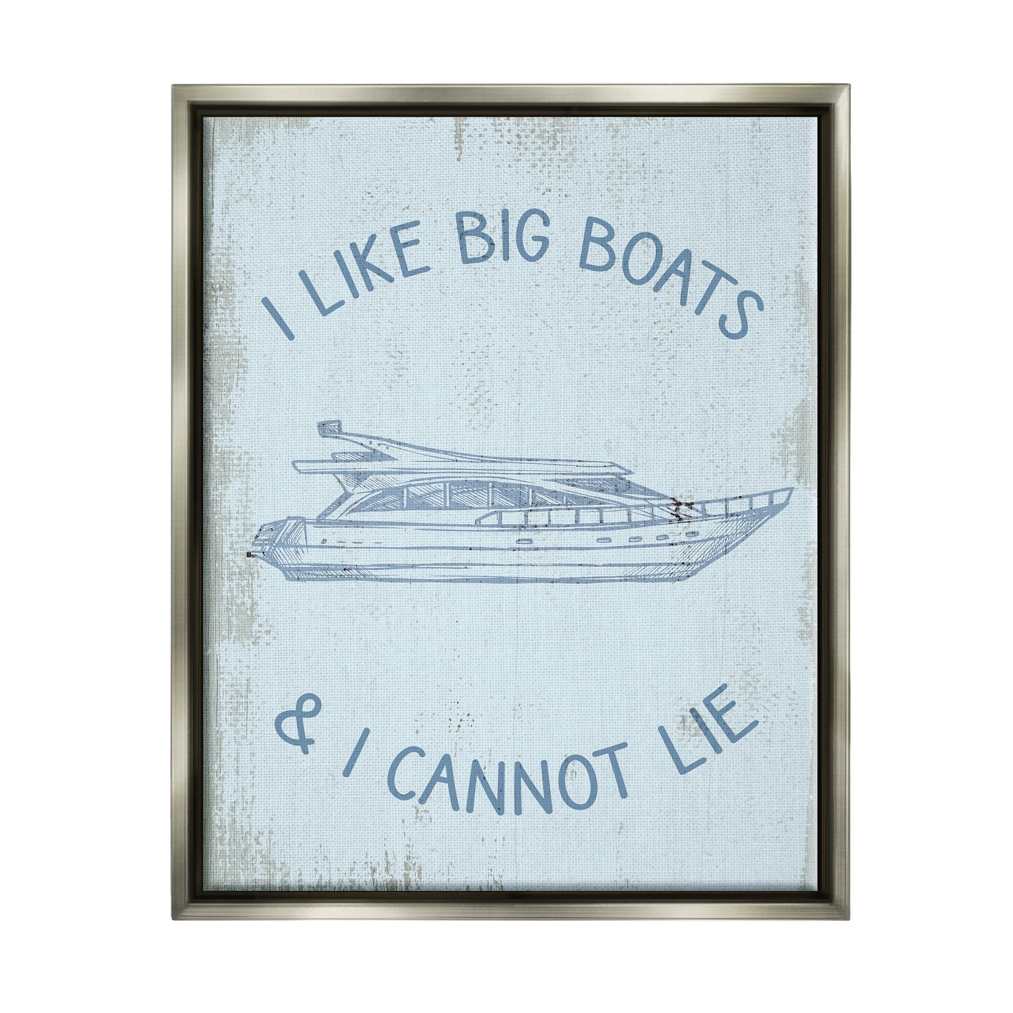 Stupell Industries Funny Rustic Big Boats Transportation Painting Gray Floater Framed Canvas Art Print Wall Art, 25 x 31