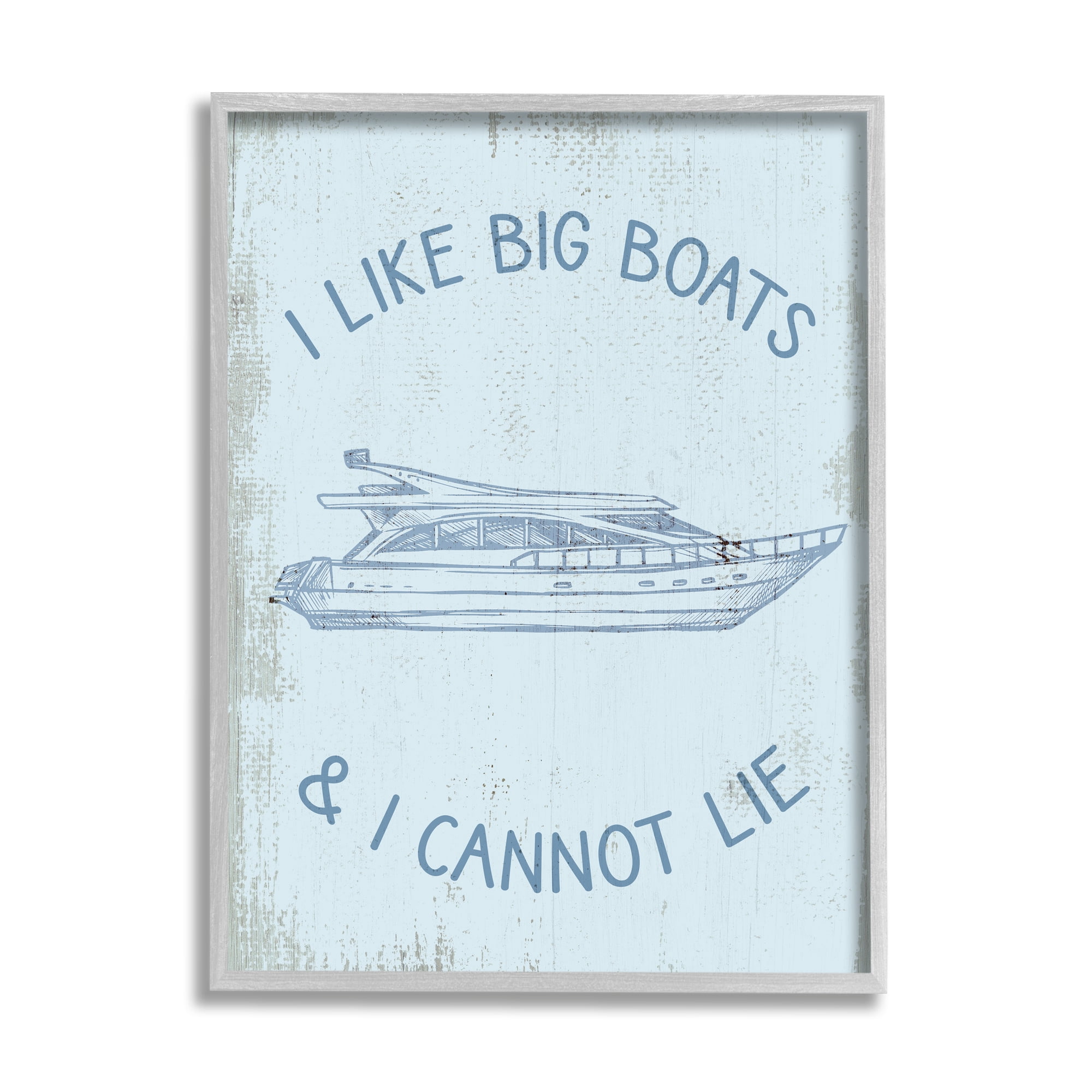 Stupell Industries Funny Rustic Big Boats Transportation Painting Gray Framed Art Print Wall Art, 24 x 30