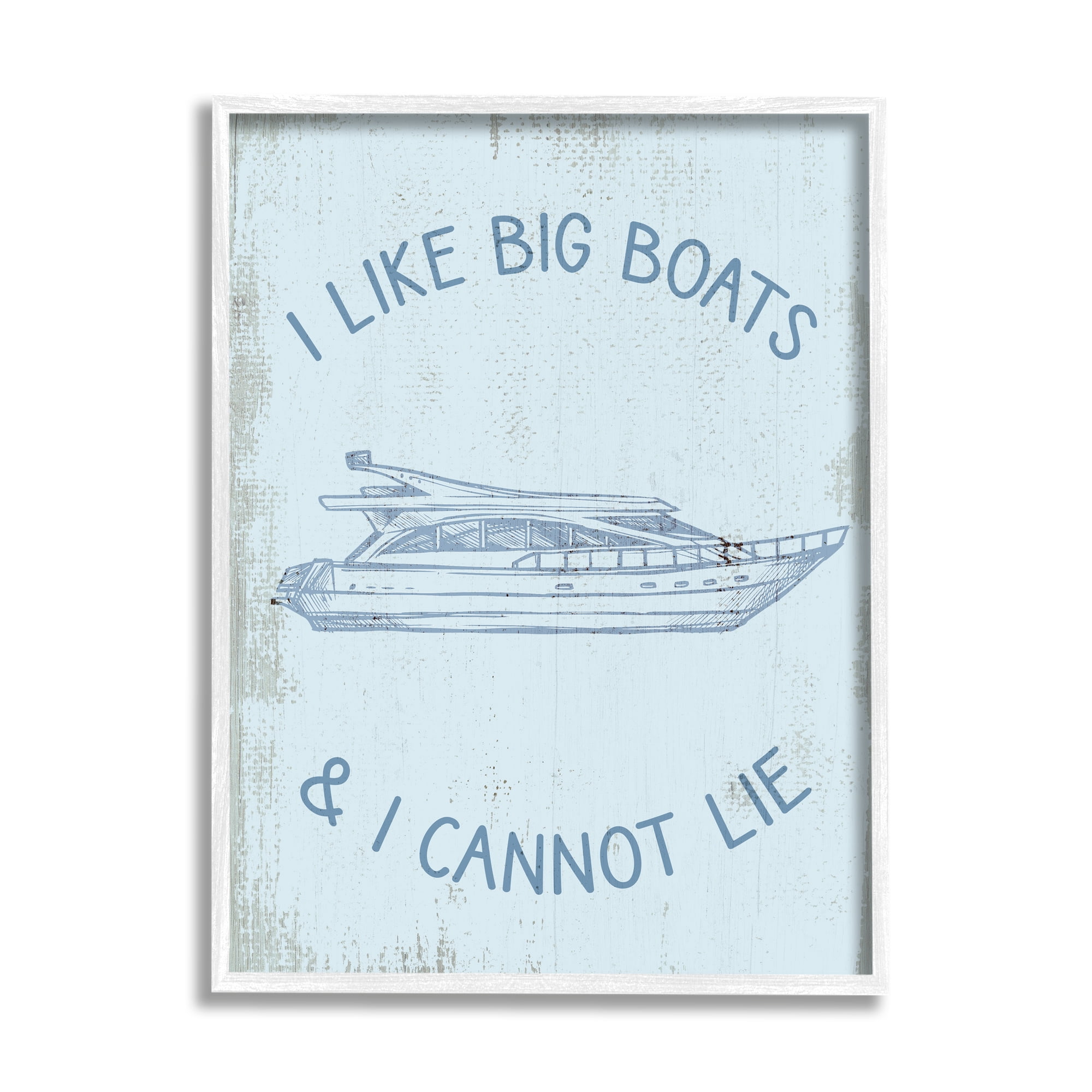 Stupell Industries Funny Rustic Big Boats Transportation Painting White Framed Art Print Wall Art, 11 x 14