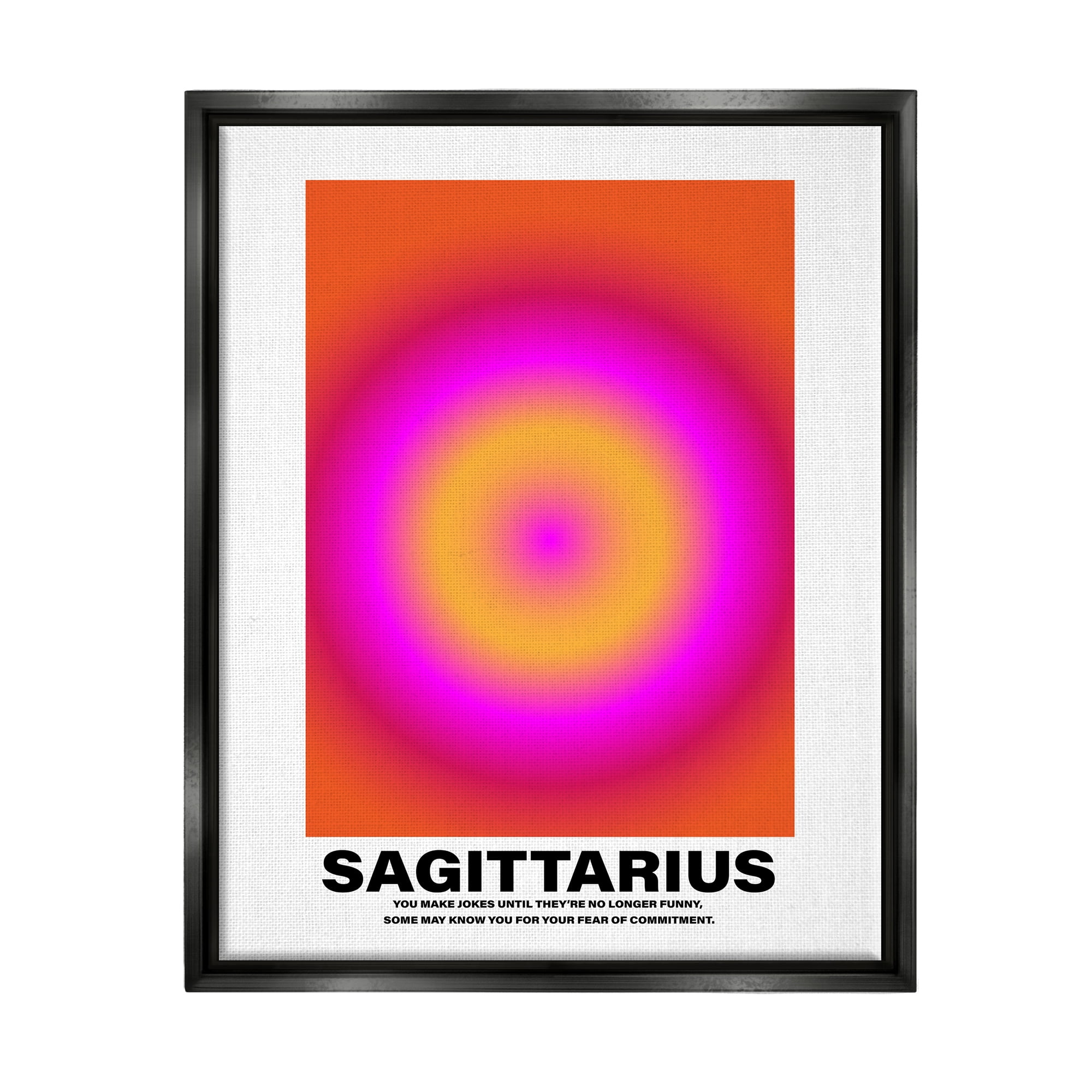 Stupell Industries Funny Sagittarius Astrology Abstract Painting Black Floater Framed Canvas Art Print Wall Art, 25 x 31