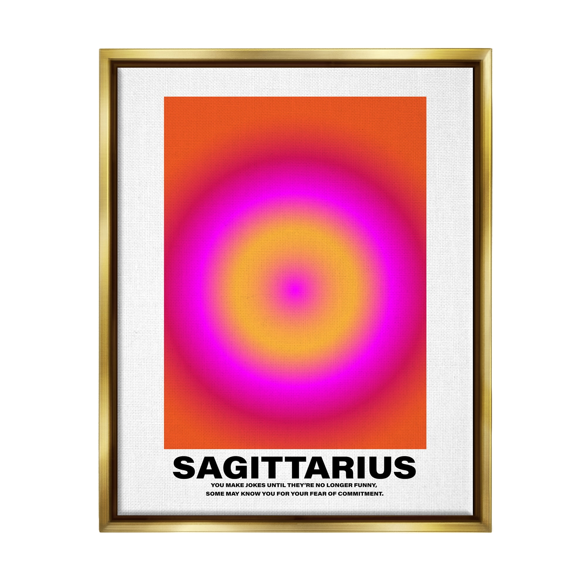 Stupell Industries Funny Sagittarius Astrology Abstract Painting Gold Floater Framed Canvas Art Print Wall Art, 25 x 31
