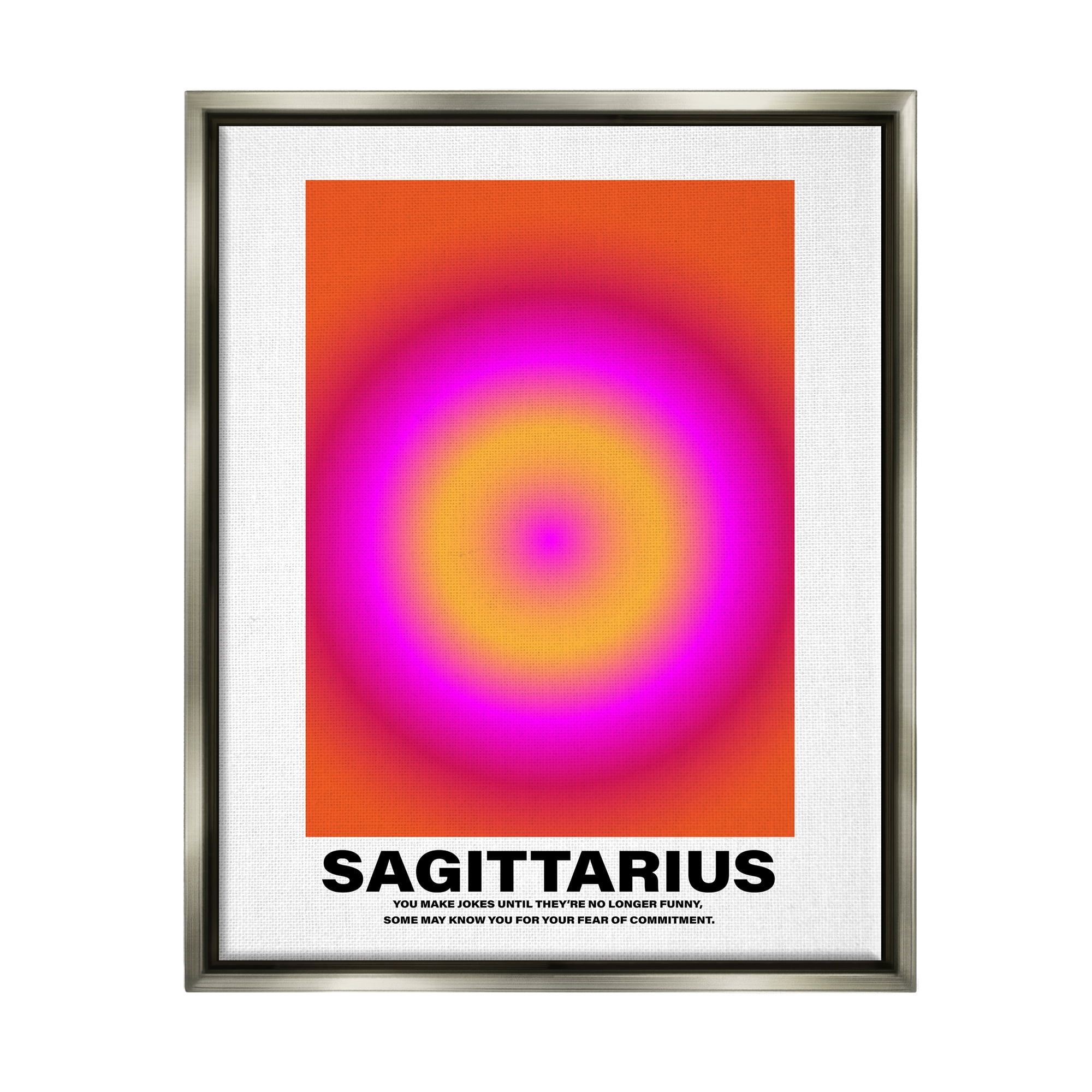 Stupell Industries Funny Sagittarius Astrology Abstract Painting Gray Floater Framed Canvas Art Print Wall Art, 17 x 21