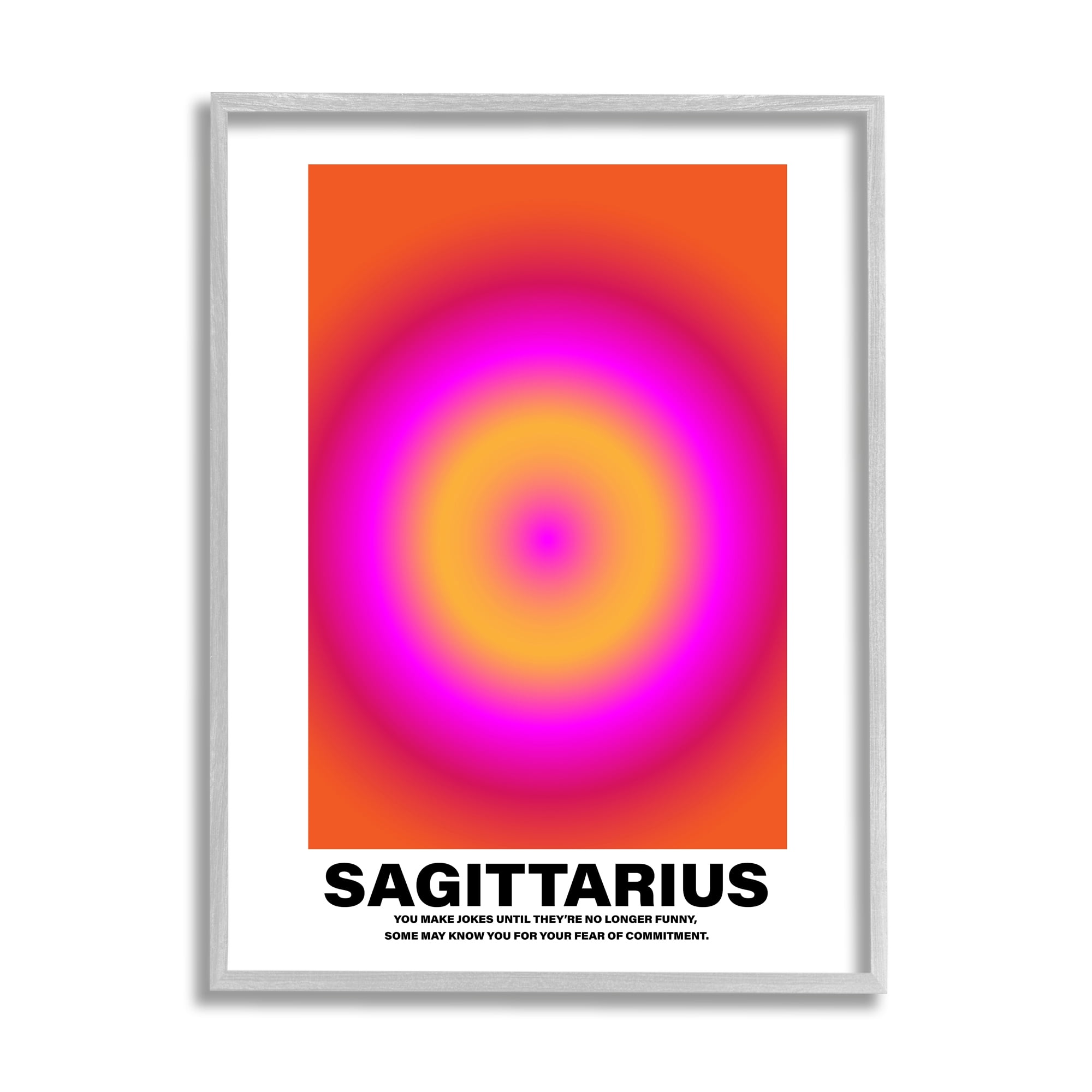 Stupell Industries Funny Sagittarius Astrology Abstract Painting Gray Framed Art Print Wall Art, 16 x 20