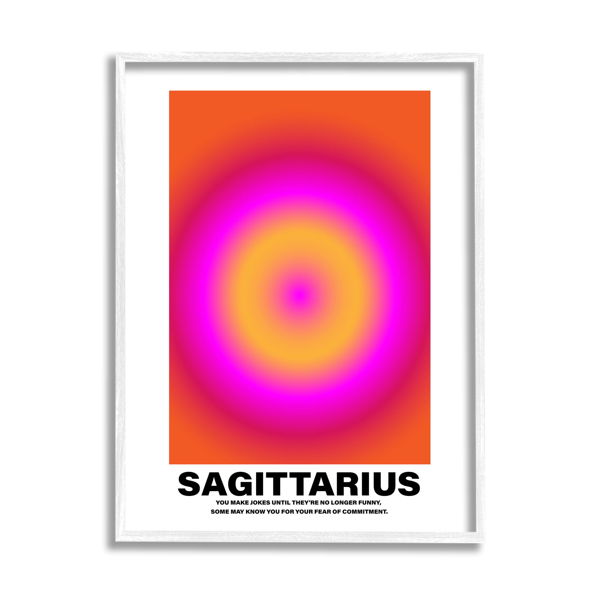 Stupell Industries Funny Sagittarius Astrology Abstract Painting White Framed Art Print Wall Art, 11 x 14