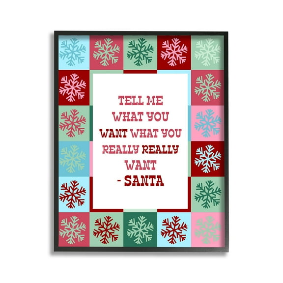 Stupell Industries Funny Santa What You Want Holiday Painting Black Framed Art Print Wall Art, 11 x 14