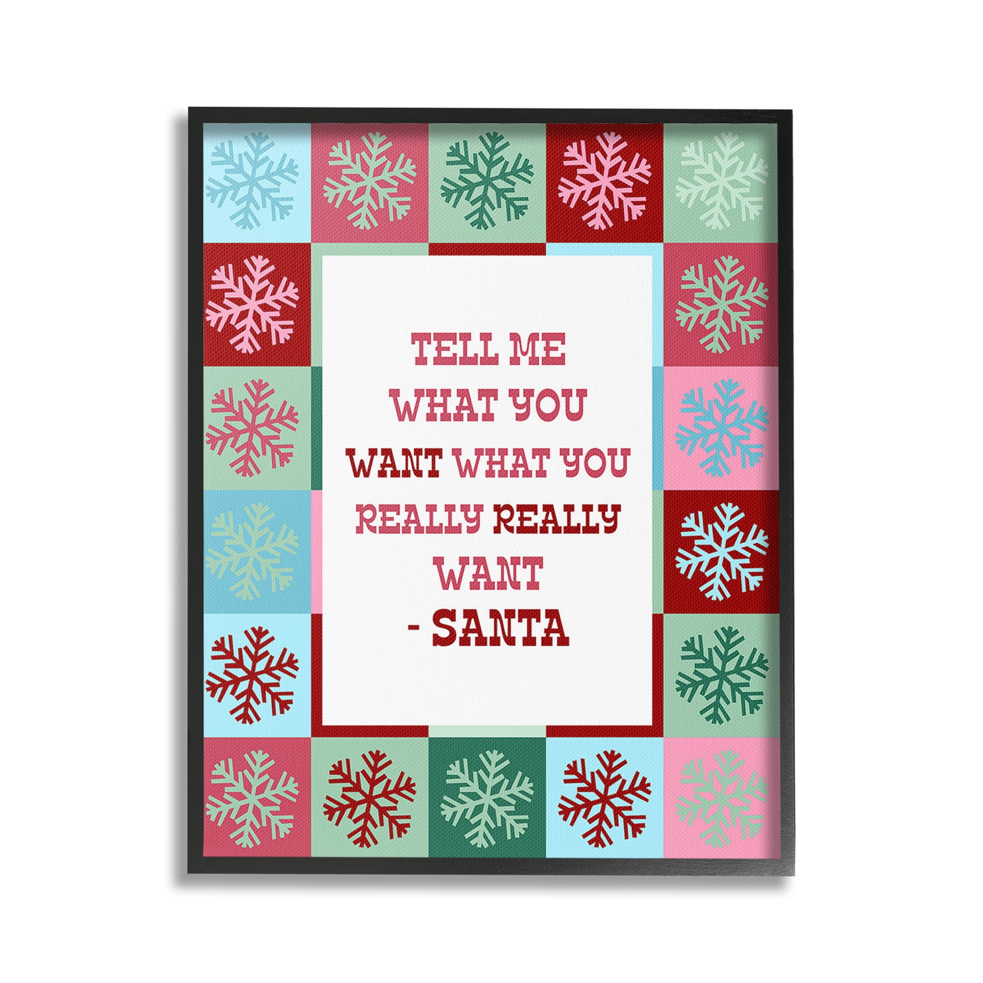 Stupell Industries Funny Santa What You Want Holiday Painting Black Framed Art Print Wall Art, 16 x 20