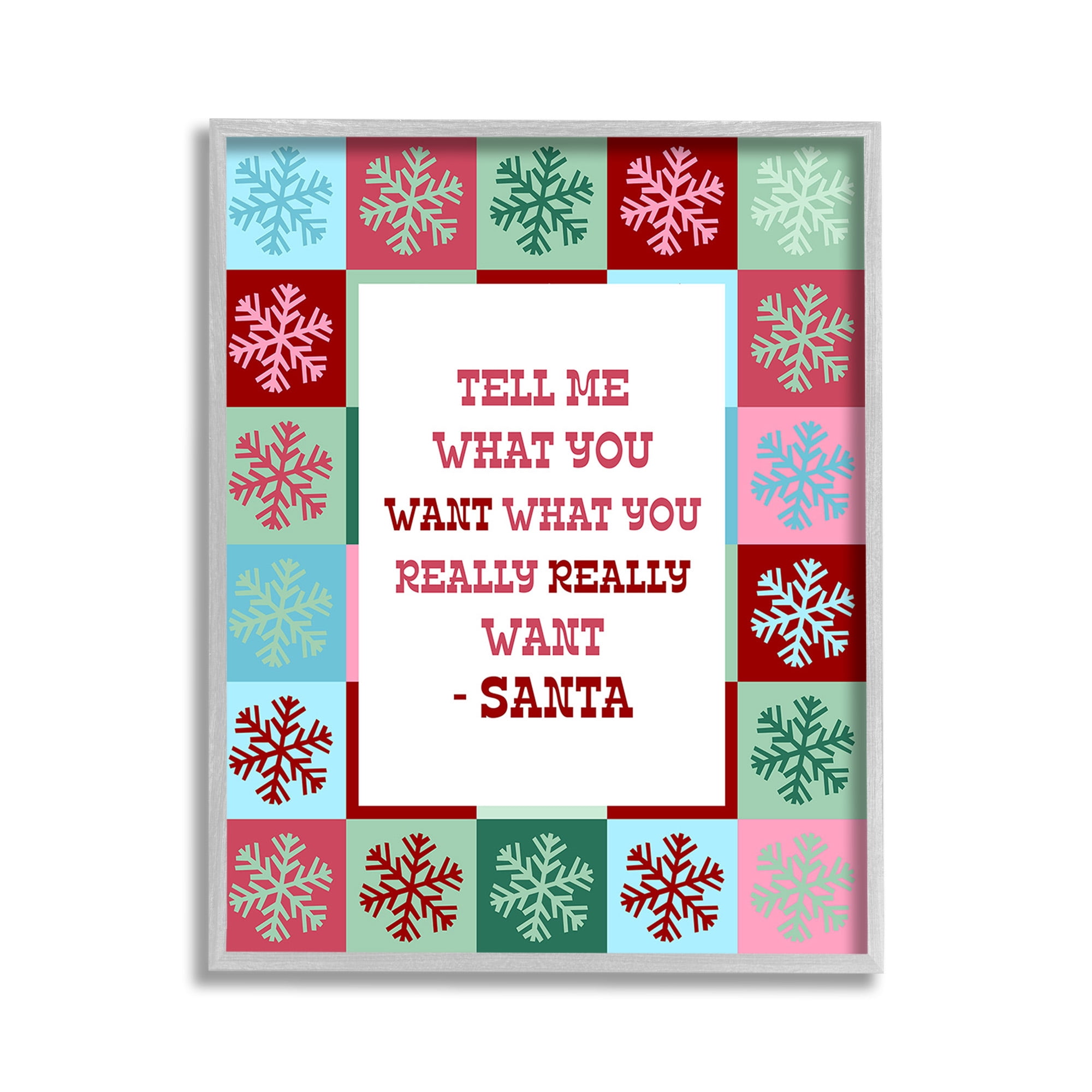 Stupell Industries Funny Santa What You Want Holiday Painting Gray Framed Art Print Wall Art, 11 x 14