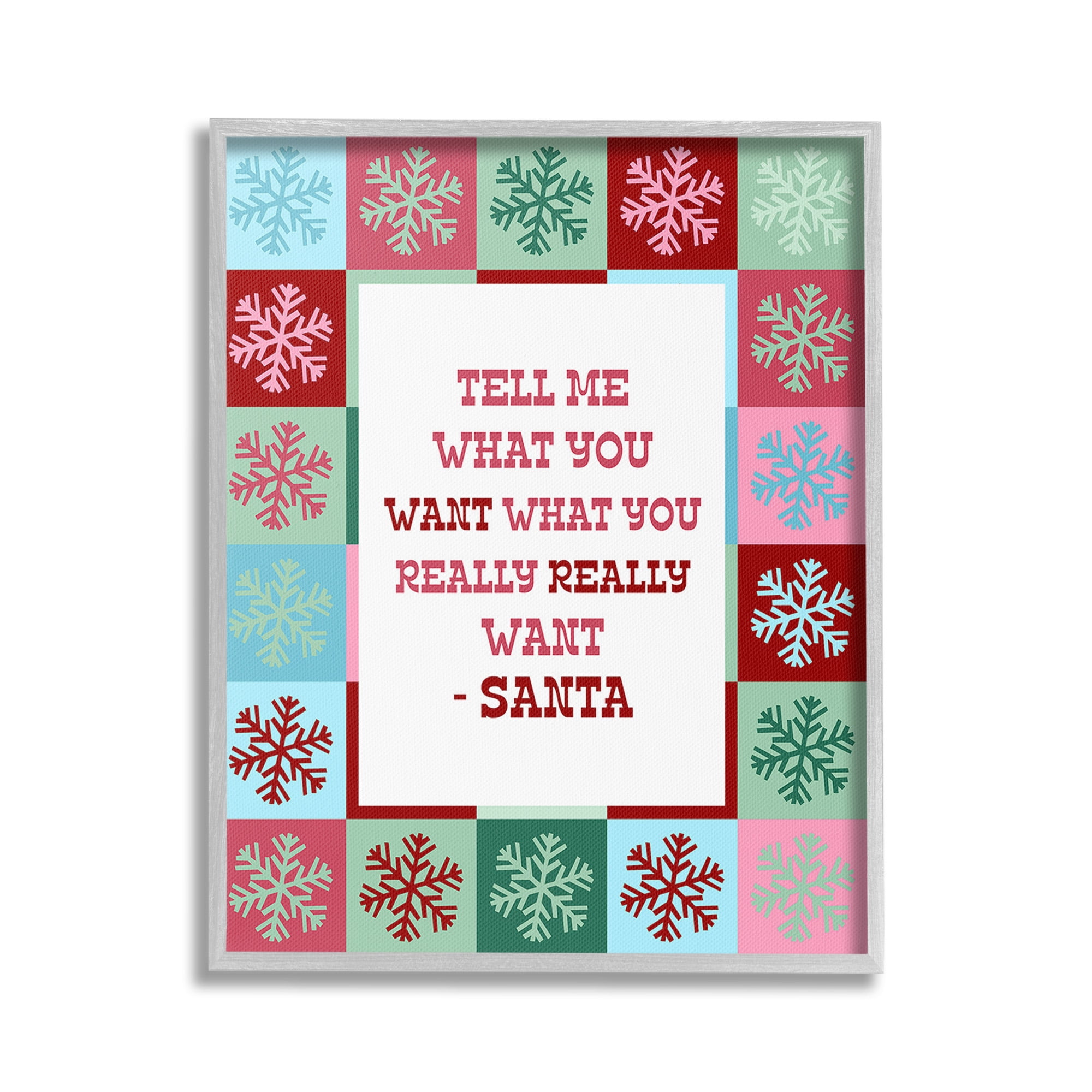 Stupell Industries Funny Santa What You Want Holiday Painting Gray Framed Art Print Wall Art, 16 x 20