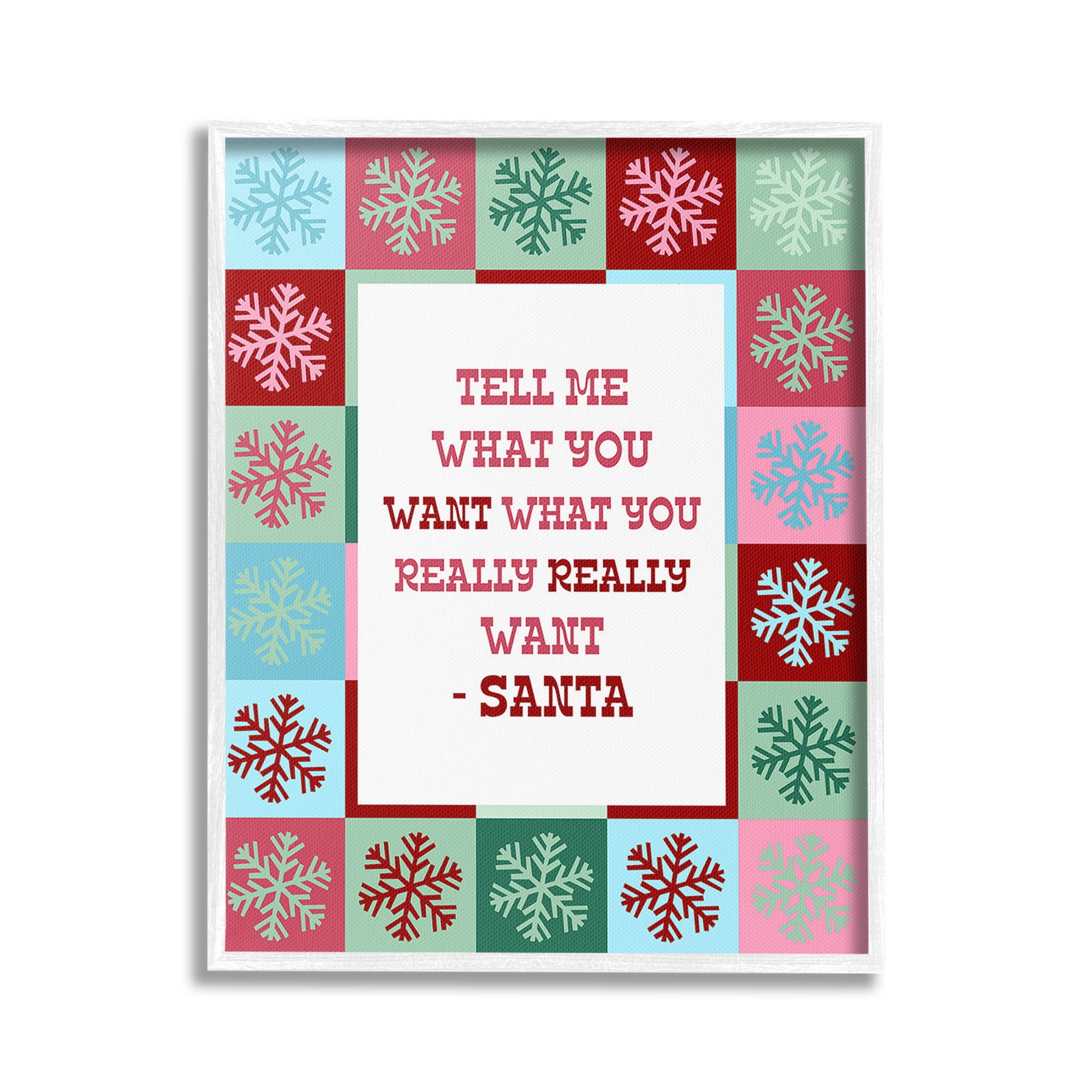 Stupell Industries Funny Santa What You Want Holiday Painting White Framed Art Print Wall Art, 24 x 30