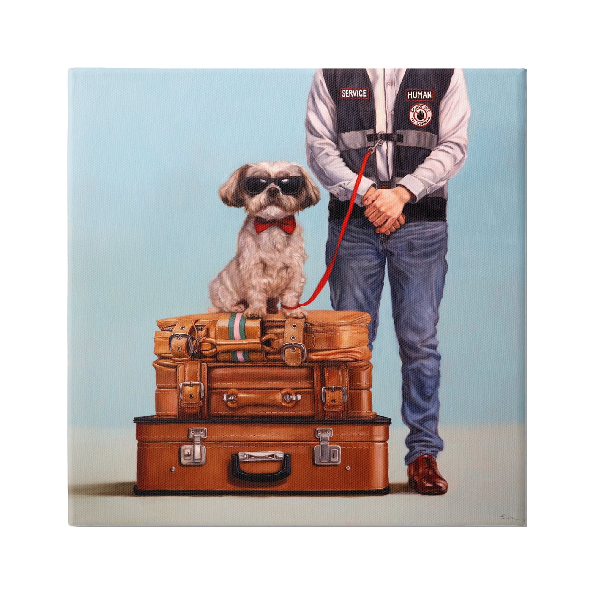 Stupell Industries Funny Service Human Dog Animals & Insects Painting Gallery Wrapped Canvas Art Print Wall Art, 24 x 24