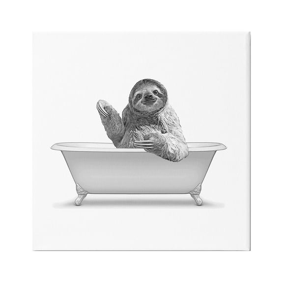 Stupell Industries Funny Sloth Vintage Bathtub Graphic Art Gallery Wrapped Canvas Print Wall Art, Design by Annalisa Latella