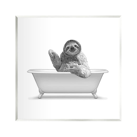 Stupell Industries Funny Sloth Vintage Bathtub Graphic Art Unframed Art Print Wall Art, Design by Annalisa Latella