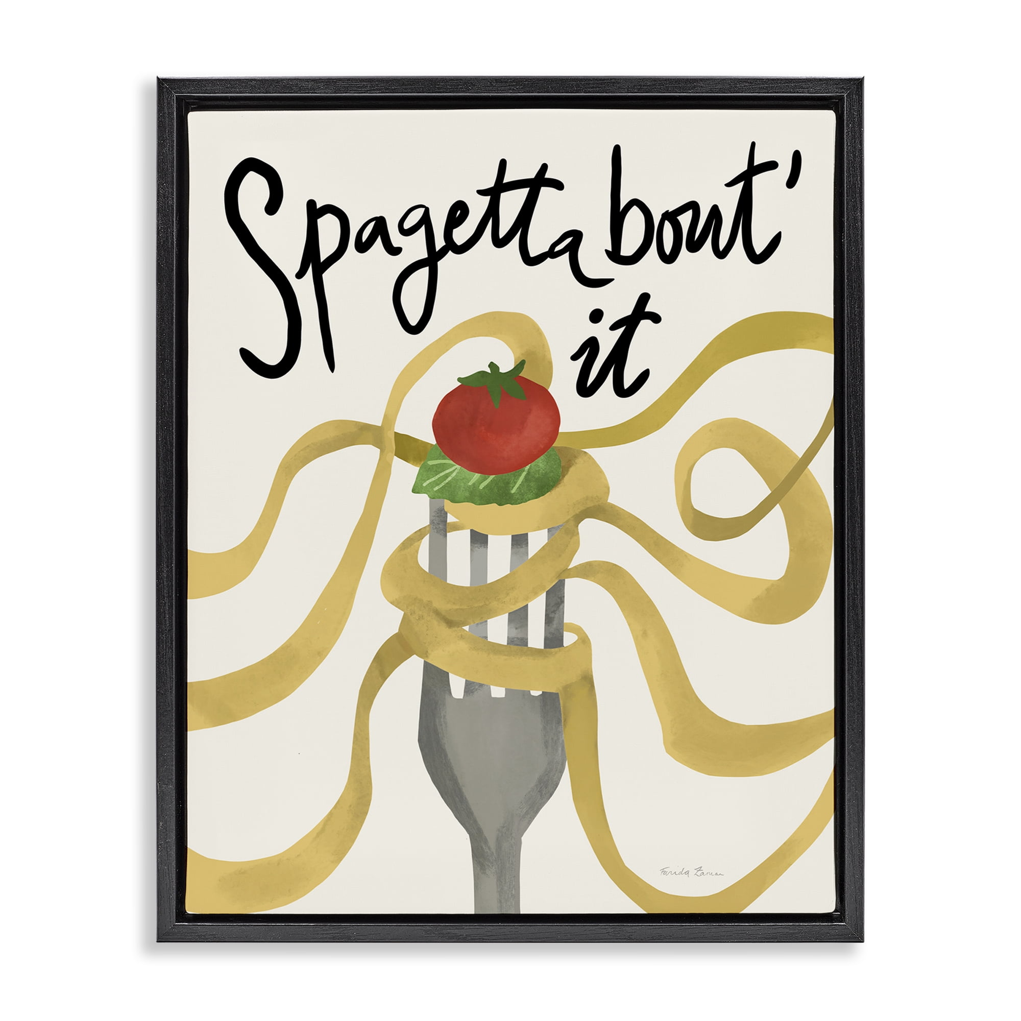 Stupell Industries Funny Spaghetti Phrase Food & Beverage Painting Black Floater Framed Art Print Wall Art, 25 x 31