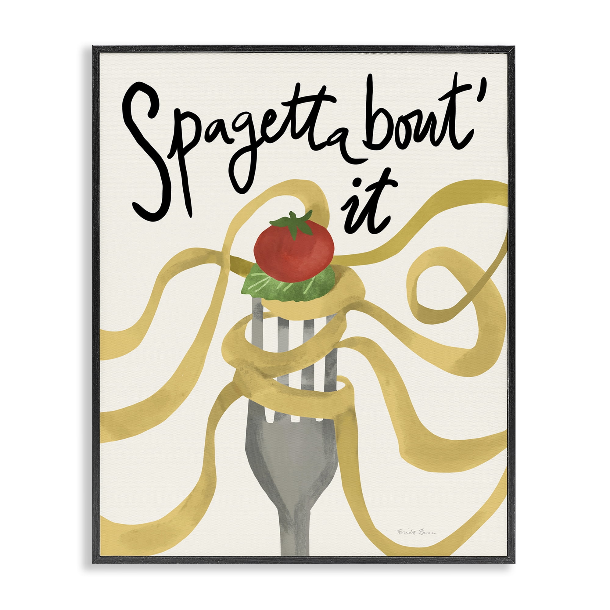 Stupell Industries Funny Spaghetti Phrase Food & Beverage Painting Black Framed Art Print Wall Art, 16 x 20