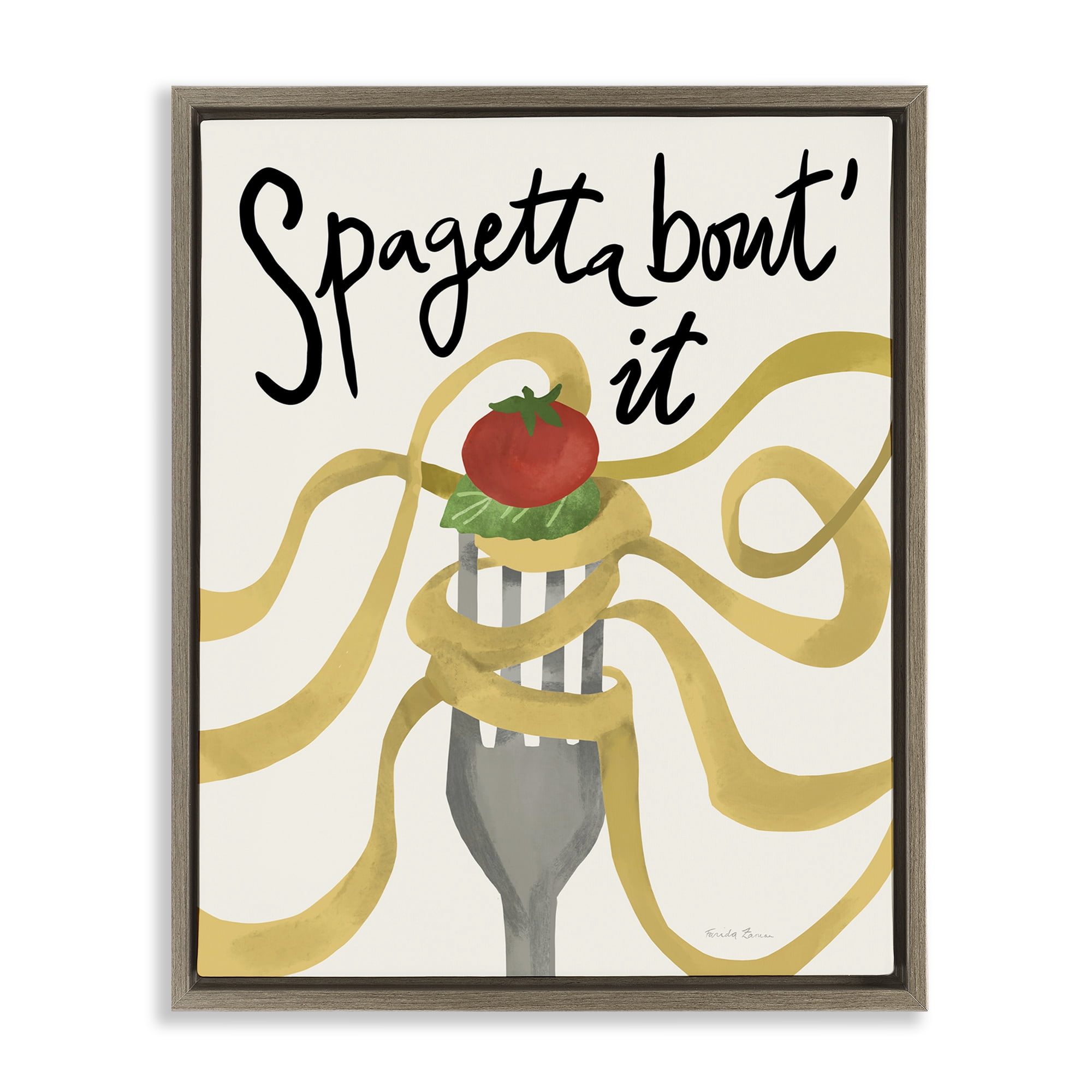 Stupell Industries Funny Spaghetti Phrase Food & Beverage Painting Brown Floater Framed Art Print Wall Art, 25 x 31