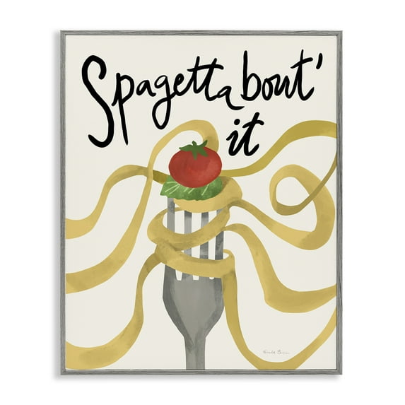 Stupell Industries Funny Spaghetti Phrase Food & Beverage Painting Gray Framed Art Print Wall Art, 16 x 20