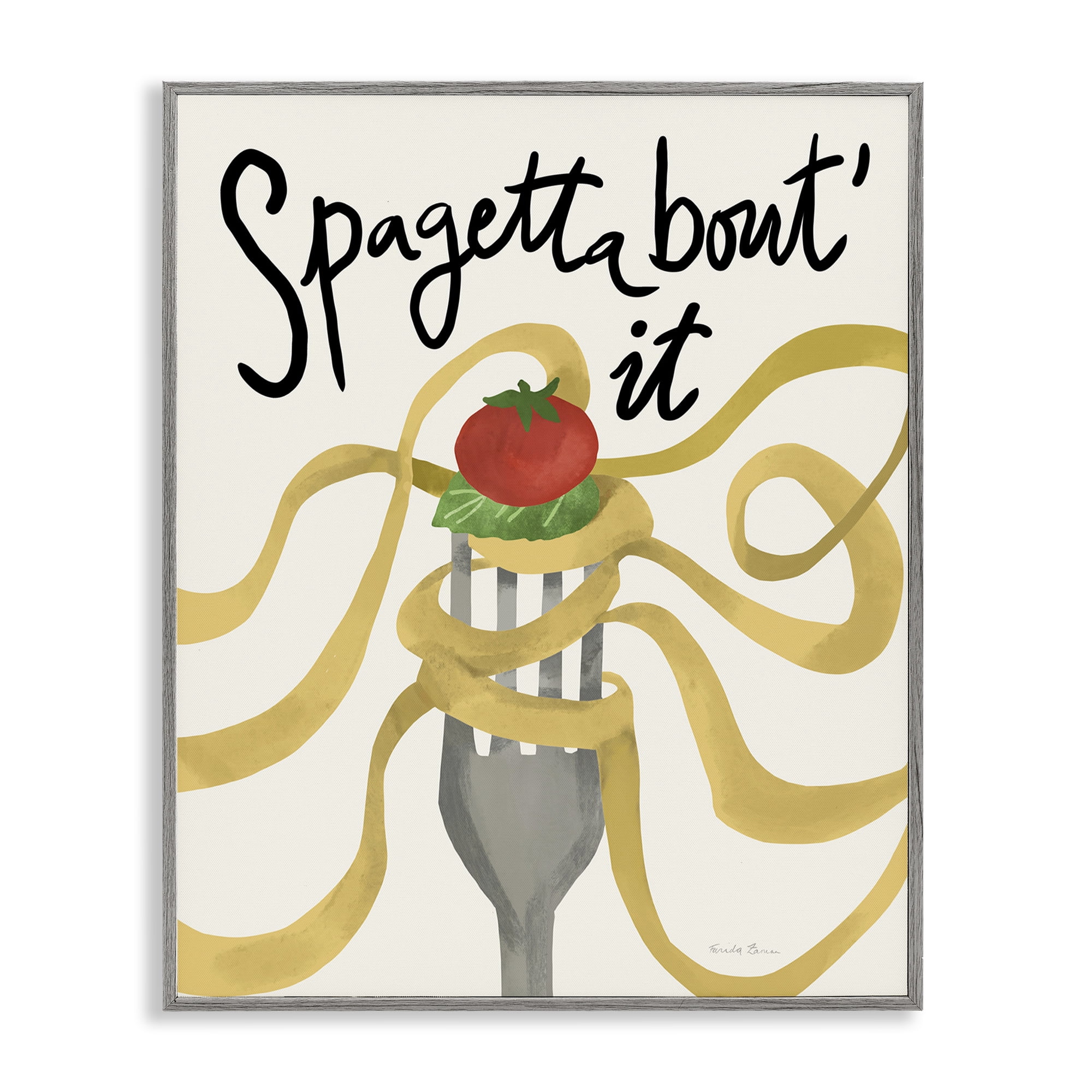 Stupell Industries Funny Spaghetti Phrase Food & Beverage Painting Gray Framed Art Print Wall Art, 24 x 30
