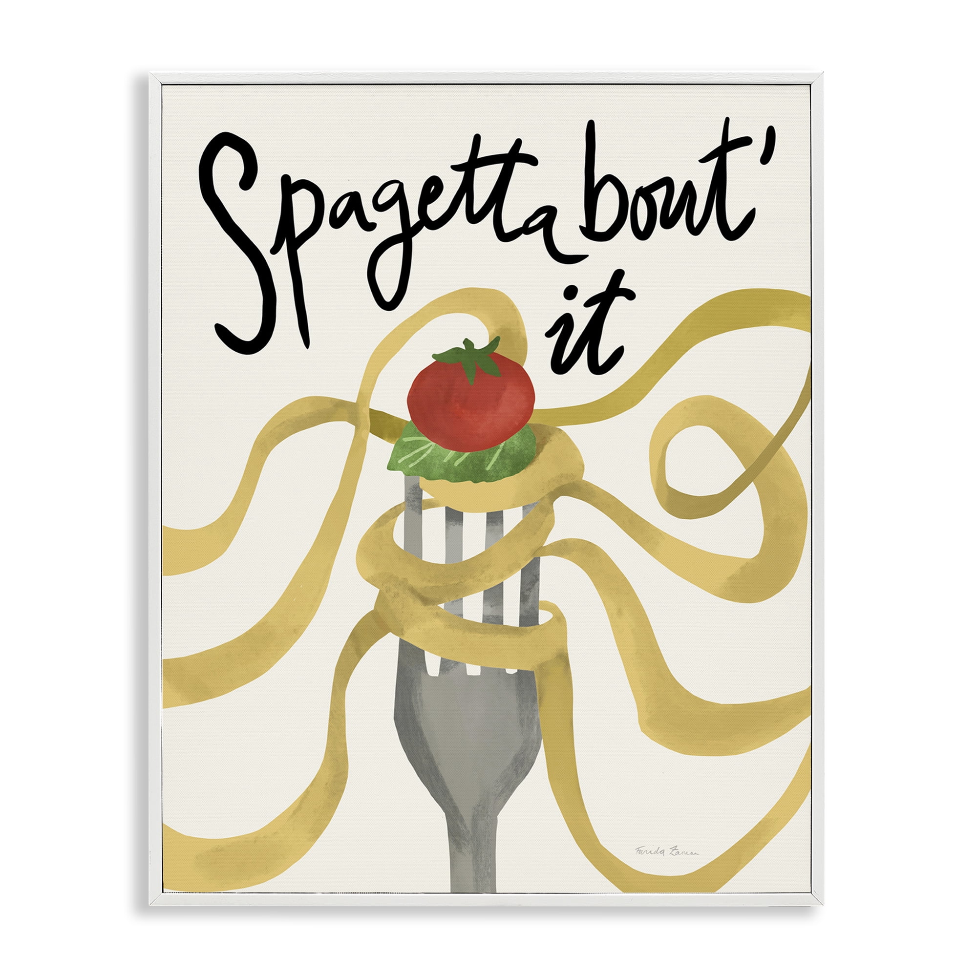 Stupell Industries Funny Spaghetti Phrase Food & Beverage Painting White Framed Art Print Wall Art, 24 x 30
