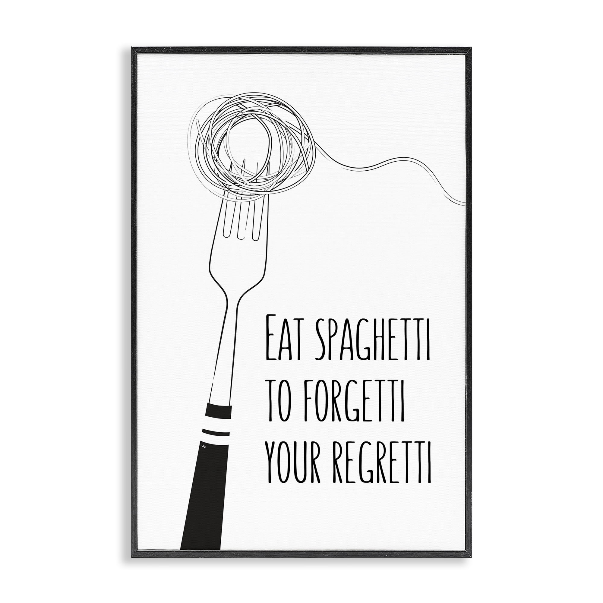 Stupell Industries Funny Spaghetti Sass Black Framed Giclee Art, design by Martina Pavlova